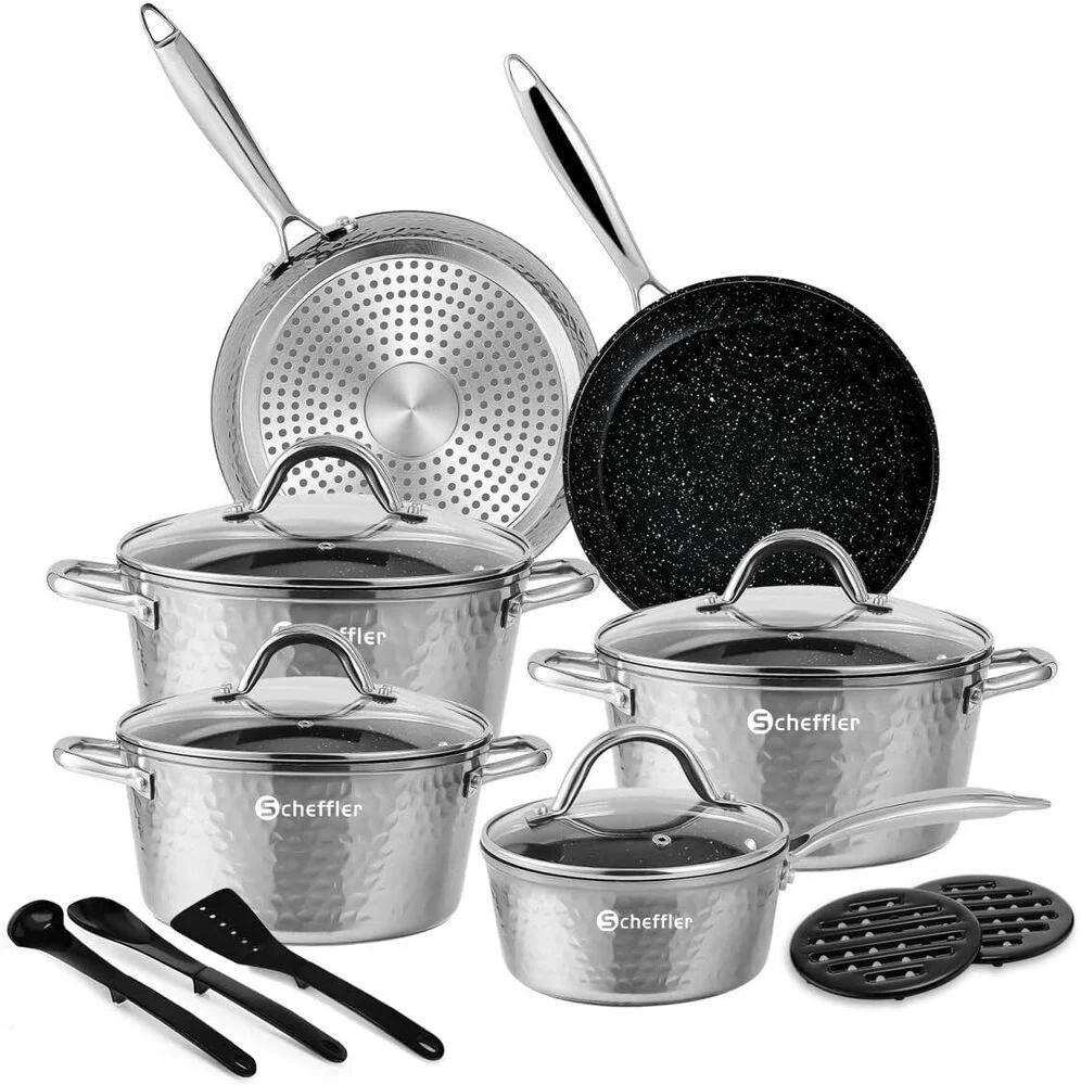 Topfset Scheffler Topfset Induktion 15-teilig, Induktions Töpfe Set,Töpfe mit Glasdeckel, Kochtopf-Set, Töpfe und Pfannen, Induktionsgeeignet - Image 3