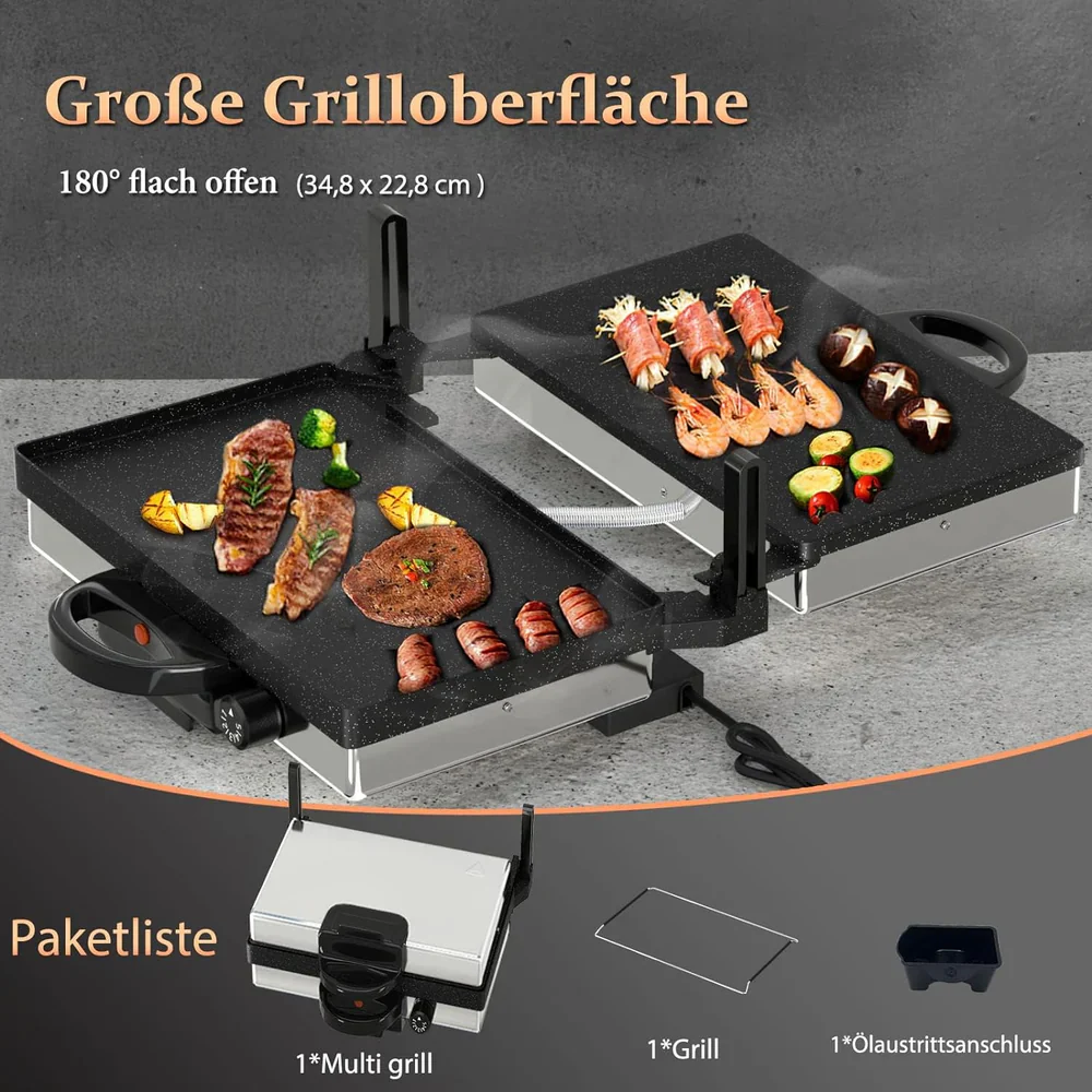 2000W Scheffler Elektrogrill Kontaktgrill 3 in 1 Multigrill, Grill, Elektrischer Optigrill - Image 5