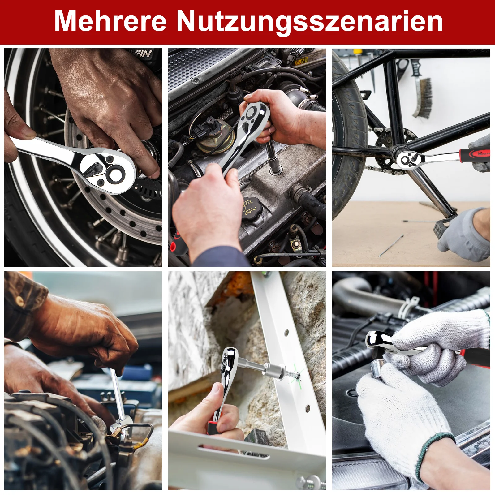 216-teiliger Steckschlüsselsatz aus Chrom-Vanadium-Stahl mit Ratschen, Gabelringschlüsseln, Bits und umfangreichem Zubehör - Image 8