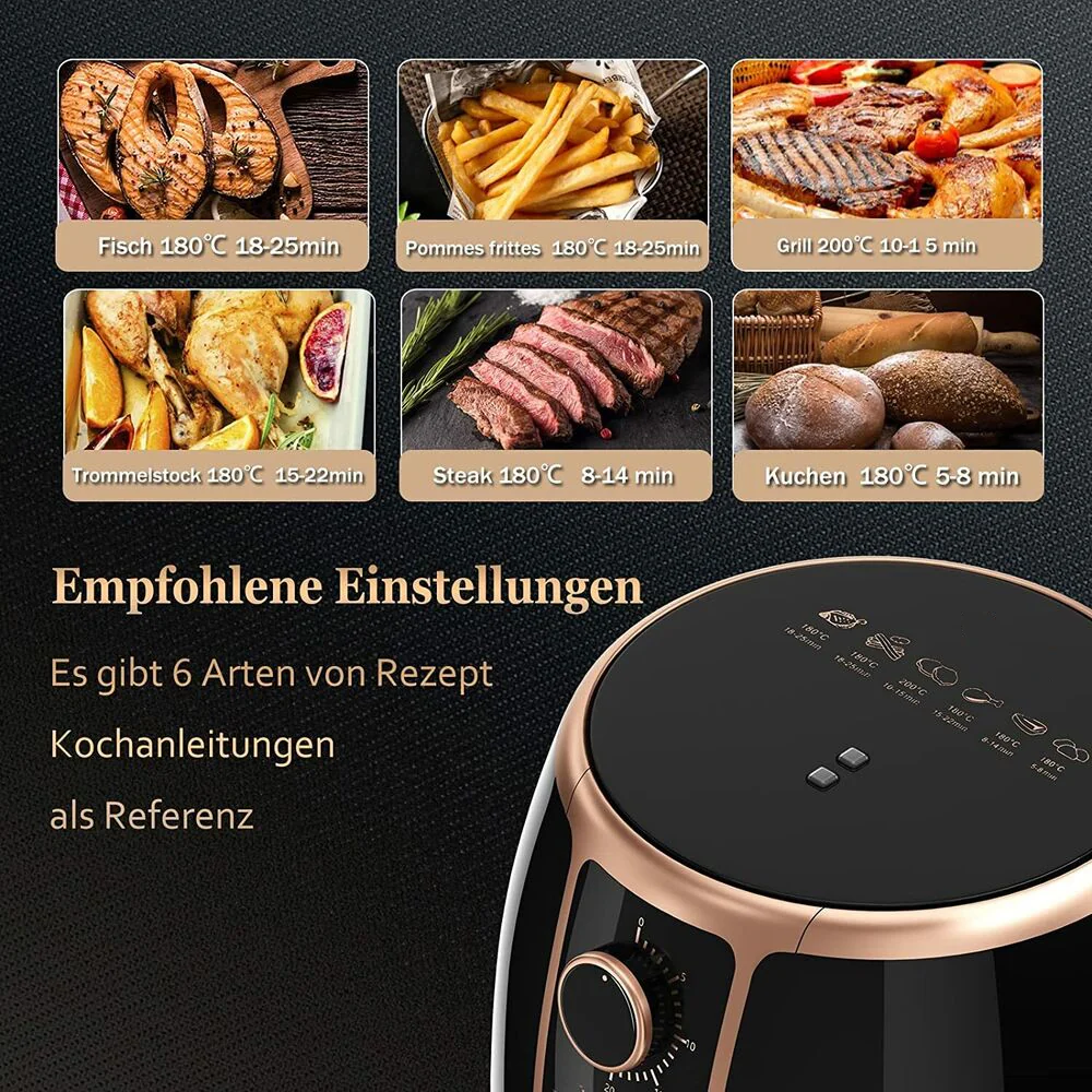 Scheffler 3,7L Heißluftfritteuse, Fritteuse Heissluft Ohne Fett,1500W Airfryer, Power Air fryer,Heissluft Fritteusen Ohne Öl mit Thermostat und Timer - Image 3
