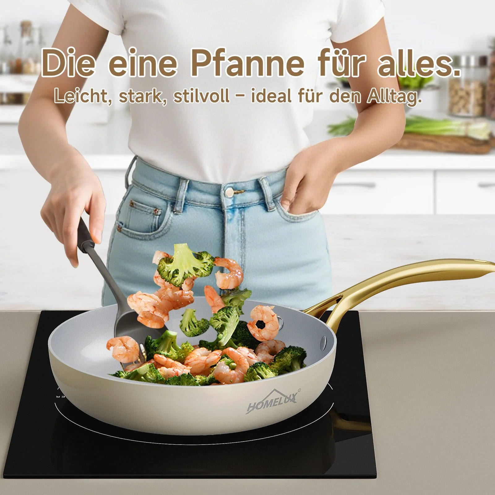 Keramik Antihaft Pfanne Induktion 20/24/28cm (Sie können einen einzelnen Artikel oder ein Set auswählen) Aluguss Bratpfanne Edelstahlgriff - Image 9