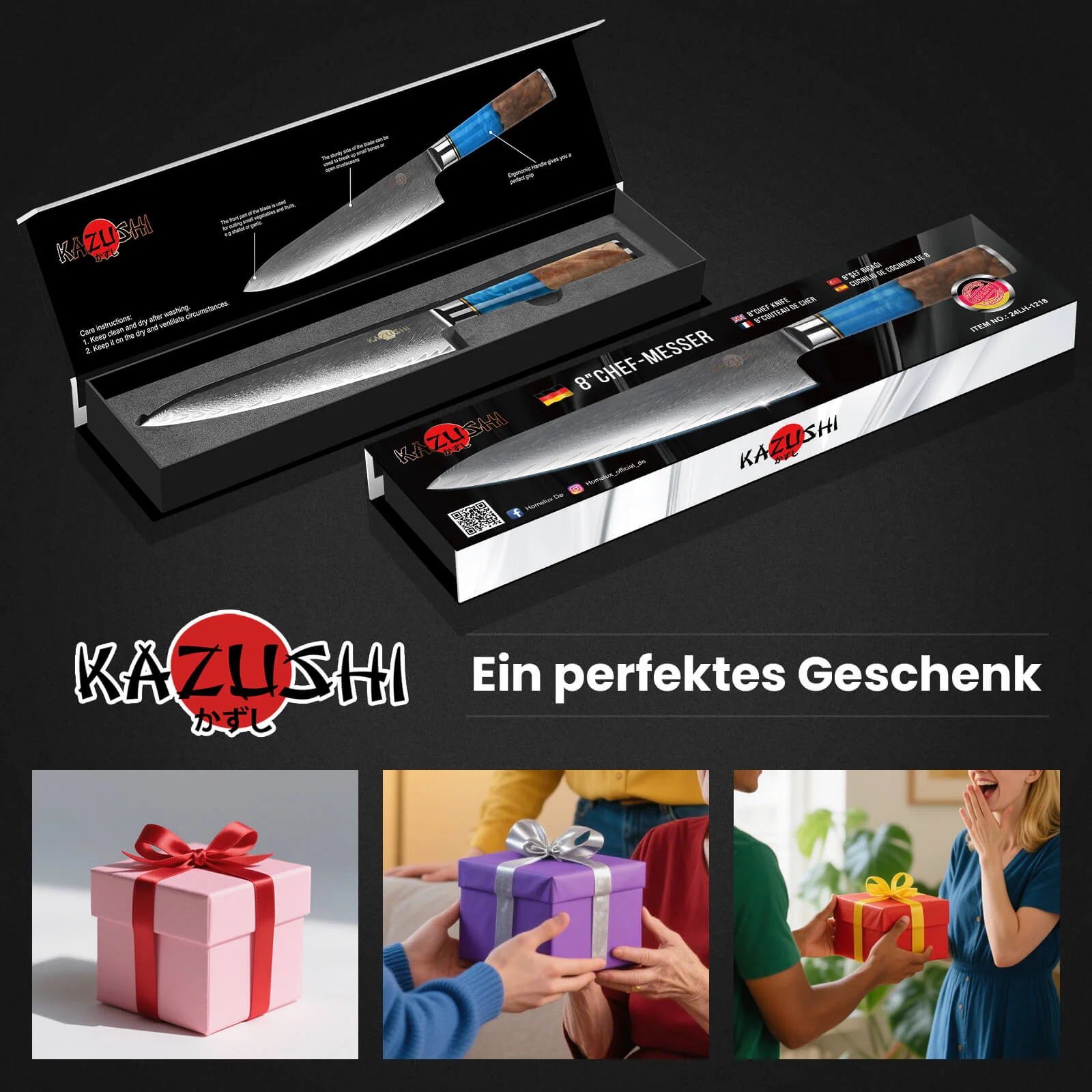 5-teiliges Profi Kochmesser Set – Superscharf, ergonomisch, rostfrei – Chefmesser, Santoku, Brotmesser, Universalmesser - Image 12