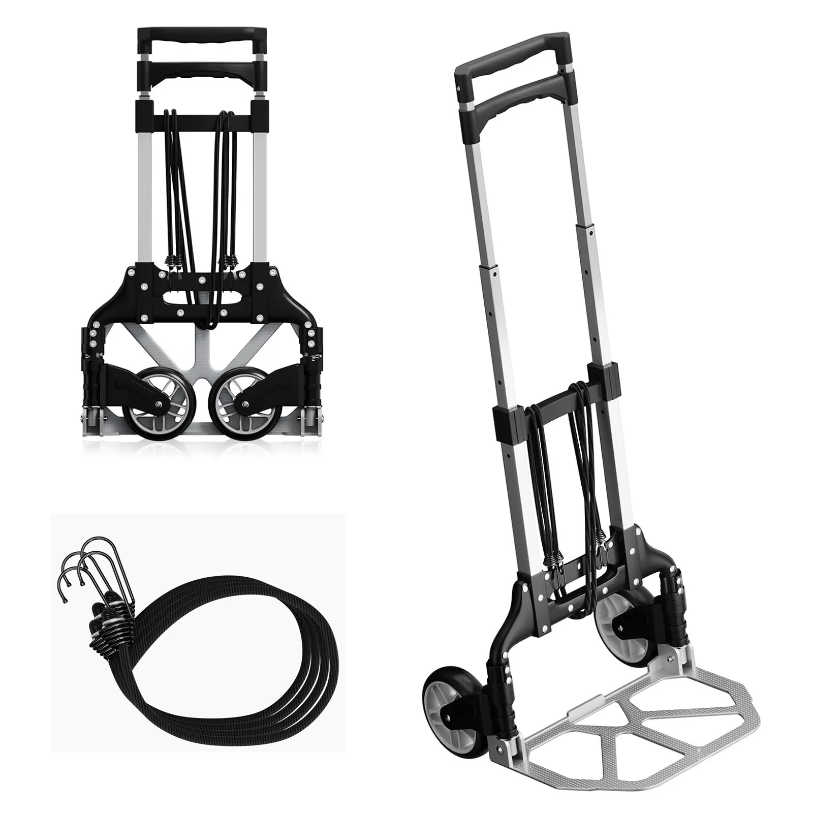 75 kg Transportkarre Höhenverstellbarer Griff, 2 Expanderseil Sackkarre klappbar Homelux Transportkarre Klappbar