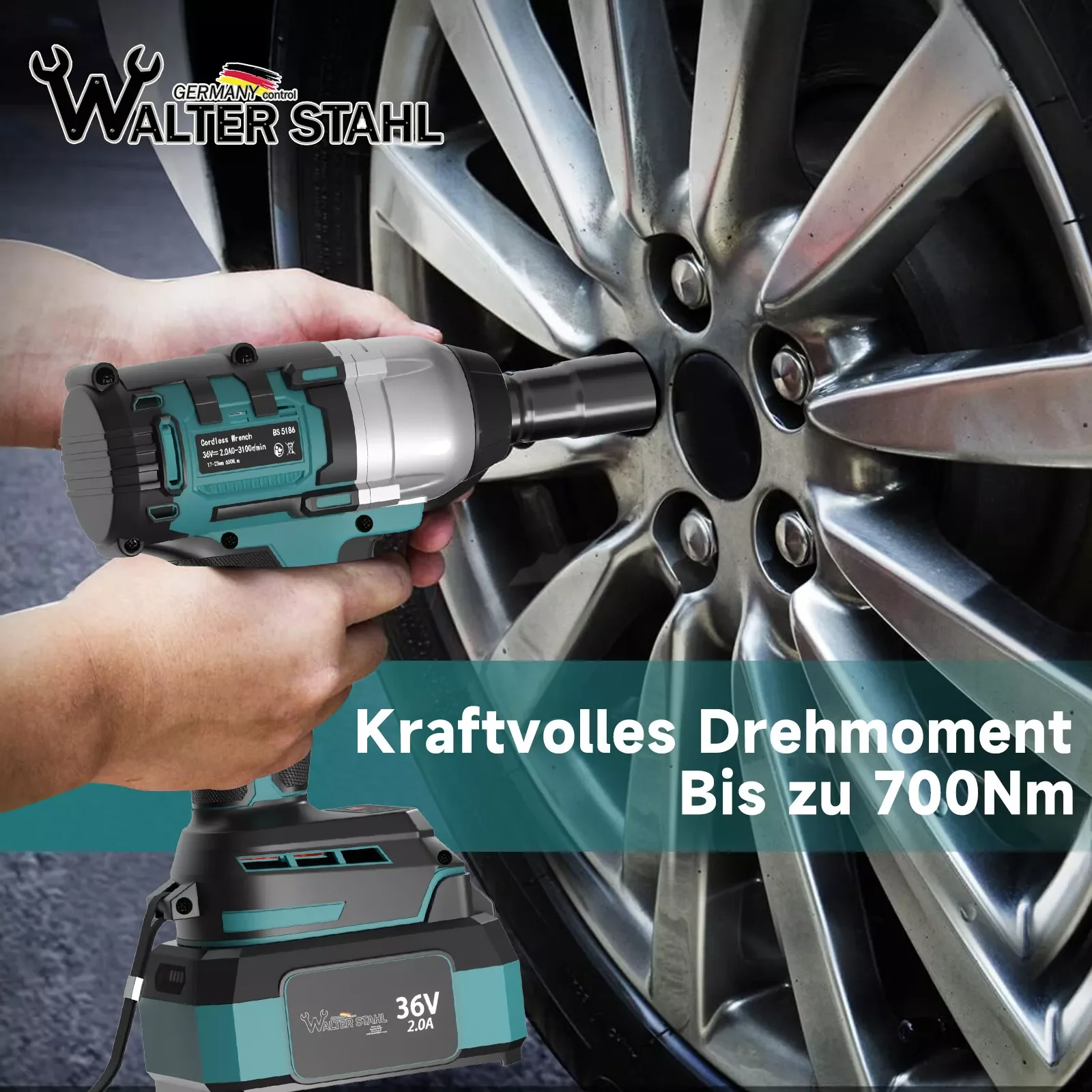 Akku Schlagschrauber 36V Akku Drehschlagschrauber mit 2 x 2.0 Ah Akku, Ladegerät - Image 2