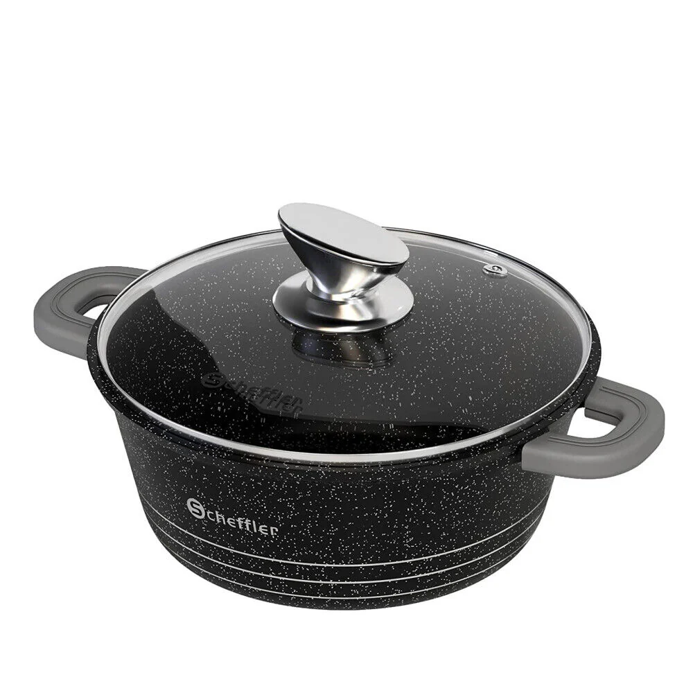 Scheffler Saucepan Antihaftbeschichtung Kochtopf Aluguss Glasdeckel Induktion Glasdeckel Schmortopf - Image 9