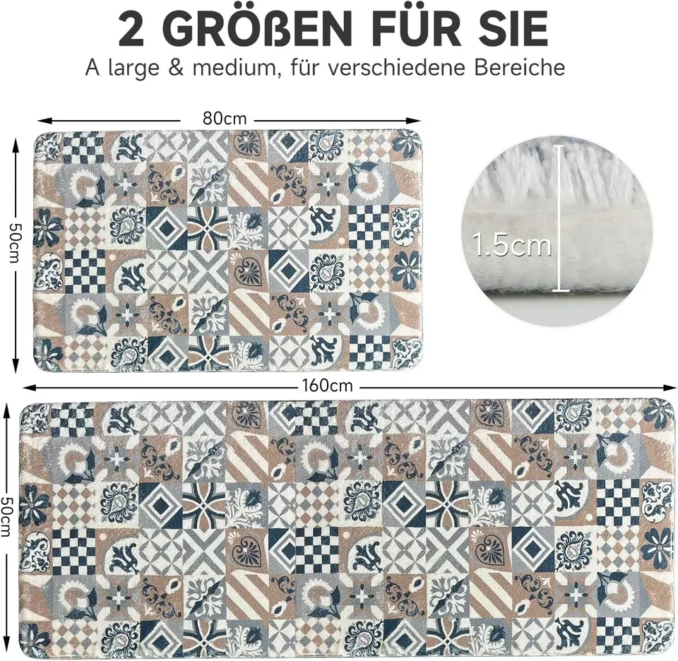 Badteppich rutschfeste 2 Teilig Badematte Badezimmer Badeteppiche Badvorleger - Image 2