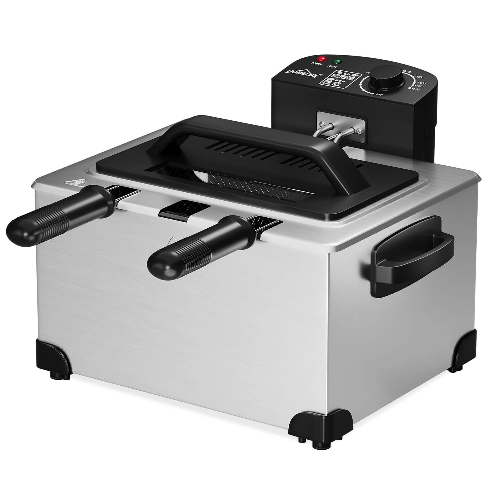 Doppel-Fritteuse 5L Edelstahl, 2000W, 0-190°C, für große Familien, 3 Körbe, einfache Reinigung, Sichtfenster-Deckel - Image 2