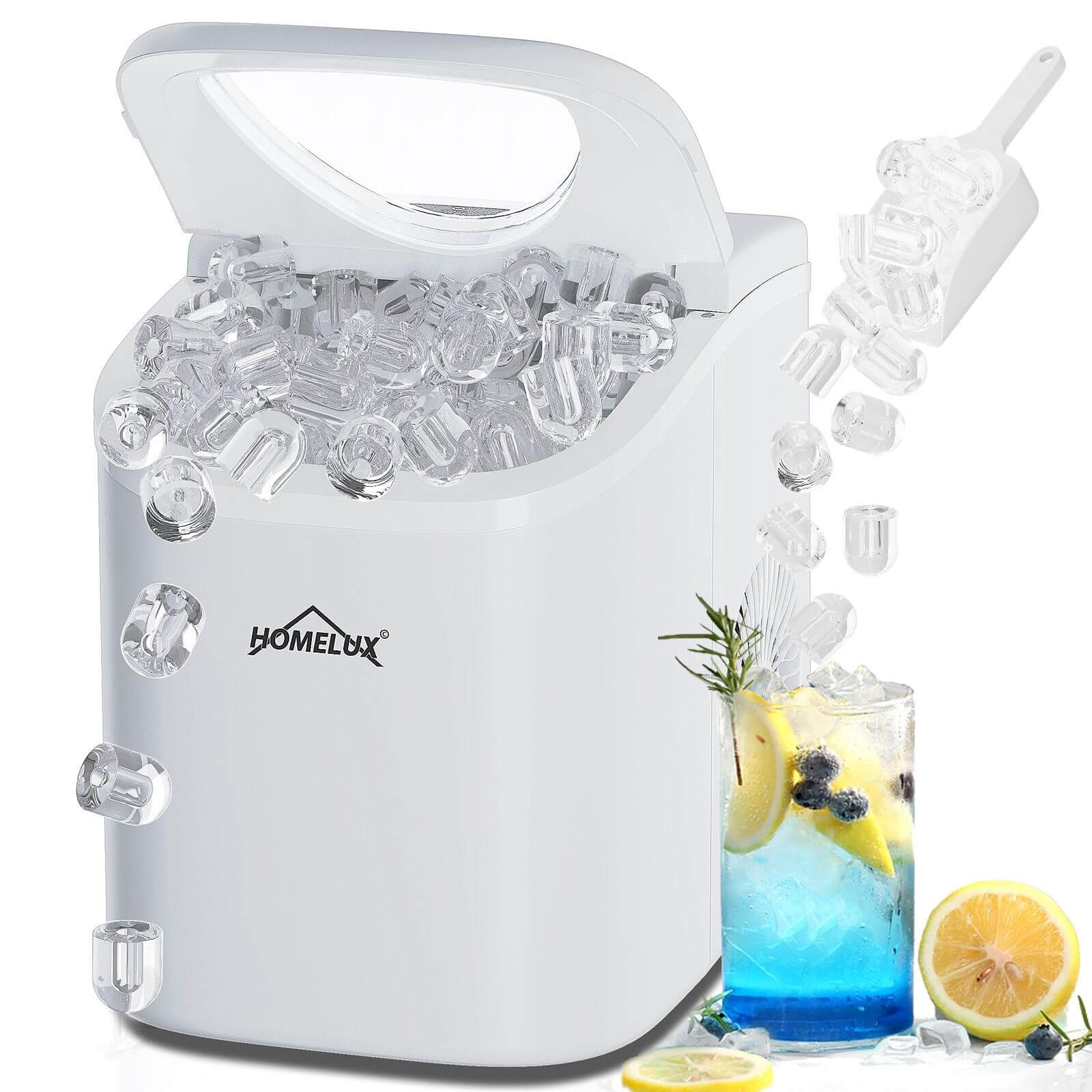Eiswürfelmaschine 1,4 L Ice Maker, 2 wählbare Eiswürfelgrößen, 9 Eiswürfel in 6 Minuten, Selbstreinigungsfunktion Weiß - Image 2