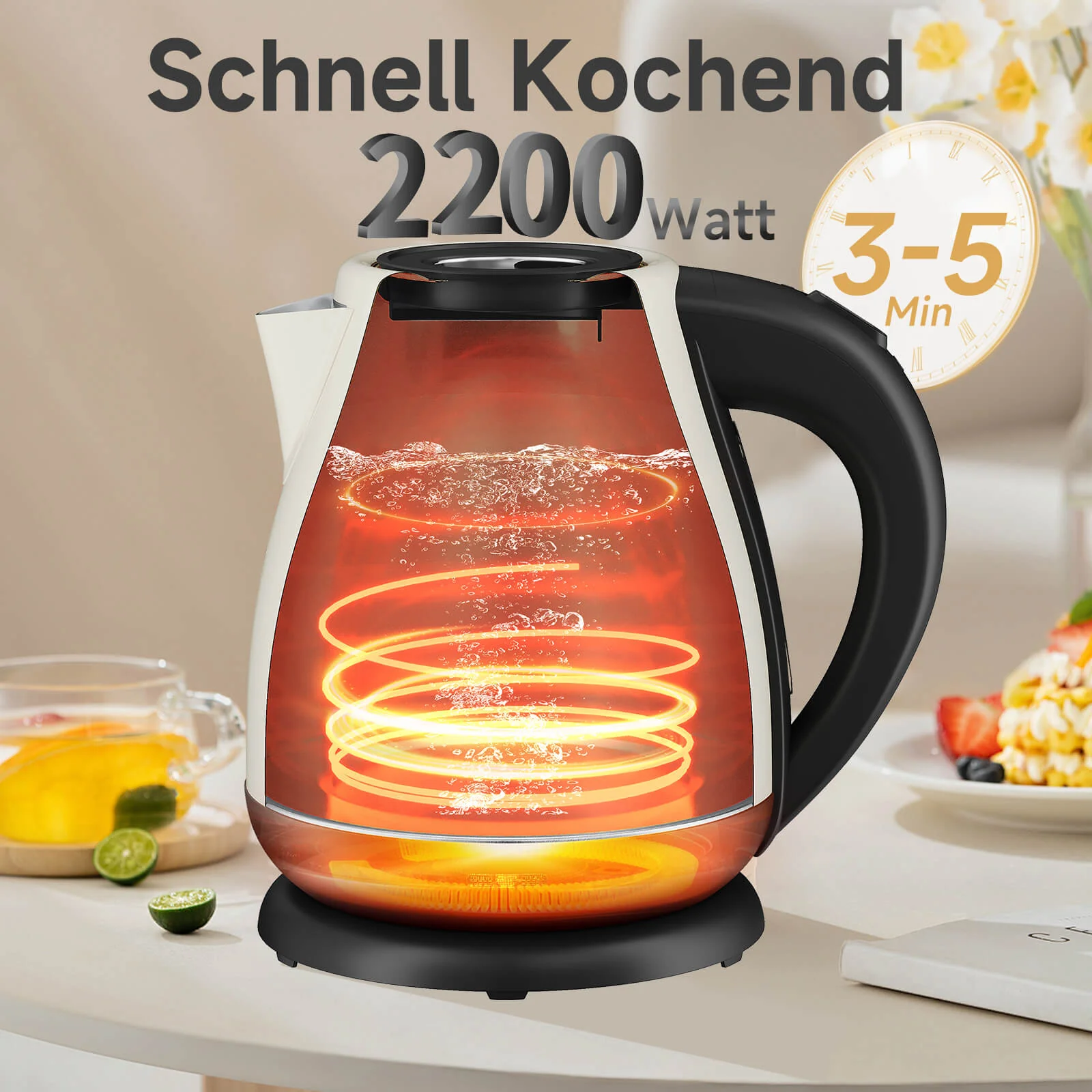 Elektrischer Retro Wasserkocher mit Thermometer – 1,7L, Edelstahl, 2200 Watt - Image 7