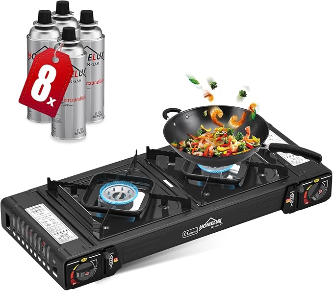 Gaskocher Campingkocher 2 Flammig HOMELUX Gaskocher mit / ohne Gaskartuschen, für Grill Camper im Outdoor Camping - Image 12