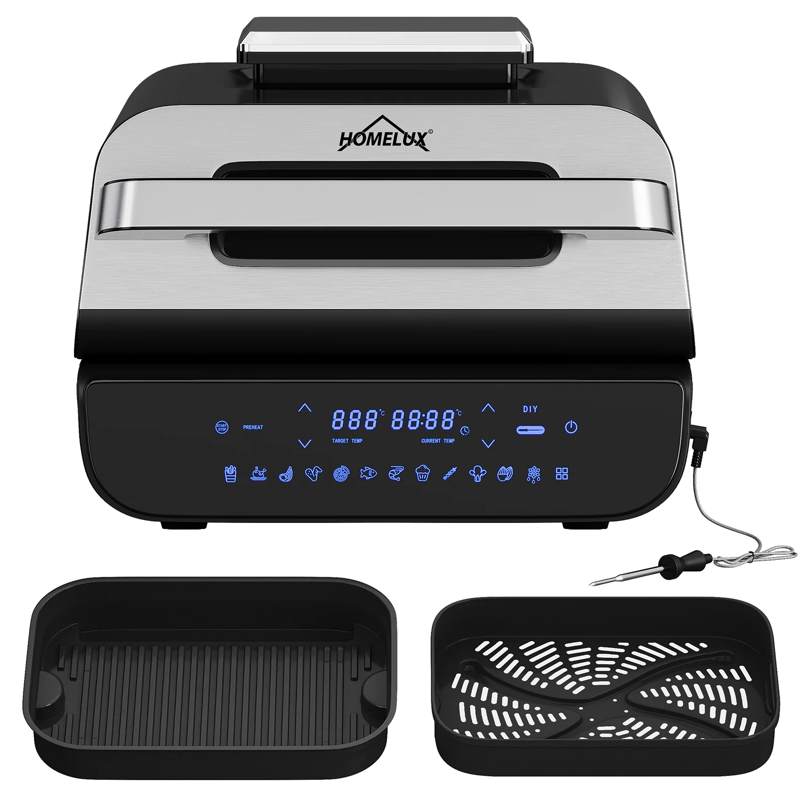 Heißluftfritteuse & Grill 6-in-1 Airfryer Elektrischer mit Temperaturfühler 6 IN 1 Heißluftfritteuse