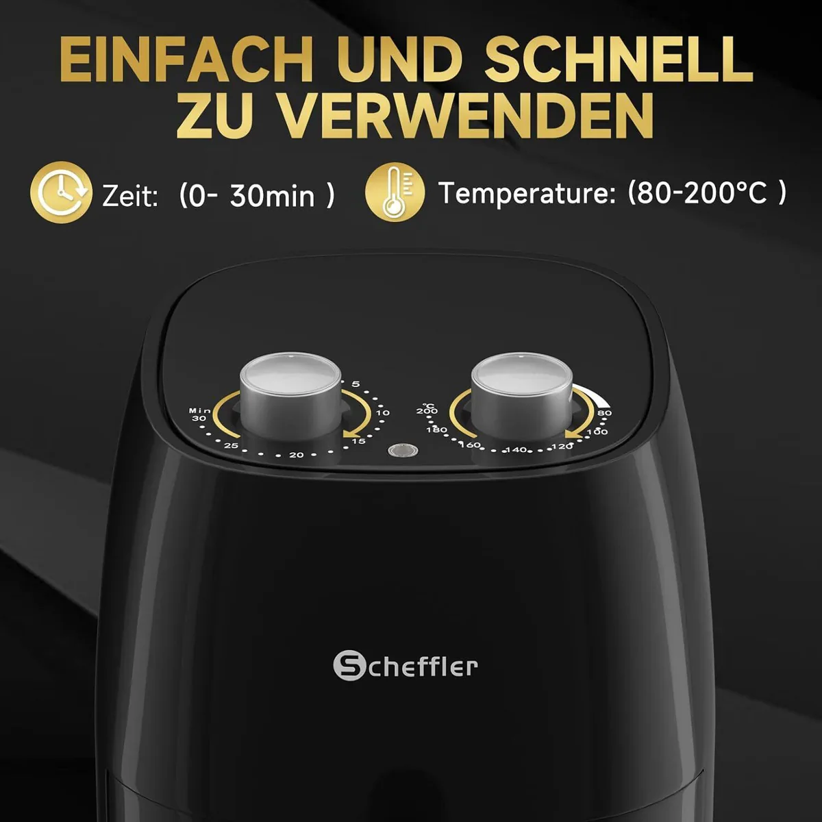 Scheffler Heißluftfritteuse Klein 4L 1500W Airfryer Mini fritteuse Kleine Größe Fritöse - Image 2