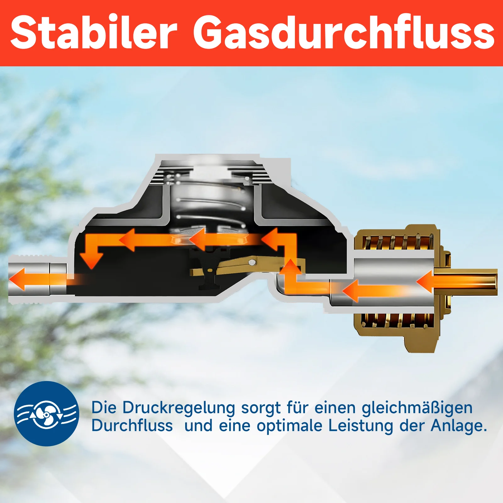 Hochwertiges Gasdruckminderer-Set 50 mbar mit 1,5m flammhemmendem Gasschlauch - Image 3