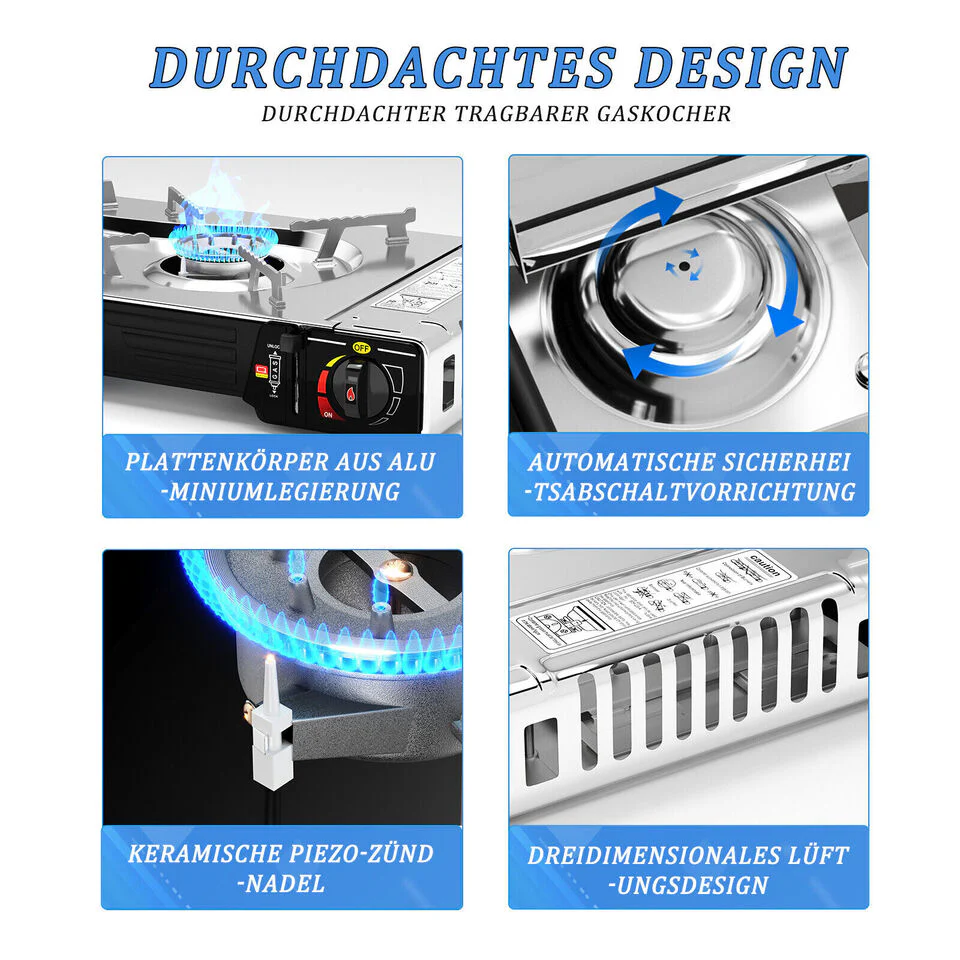 HOMELUX 2-flammiges Gaskochfeld mit / ohne 227g Gaskartusche – Ideal für den Outdoor-Bereich - Image 5