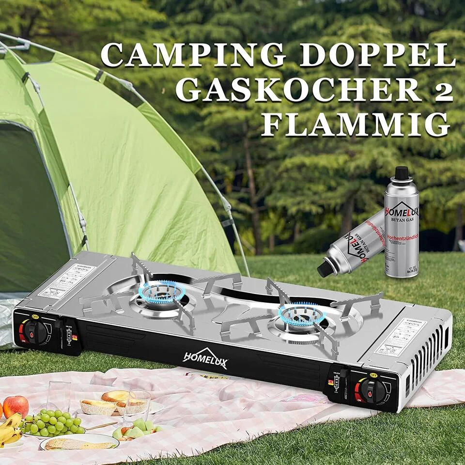 HOMELUX 2-flammiges Gaskochfeld mit / ohne 227g Gaskartusche – Ideal für den Outdoor-Bereich - Image 9