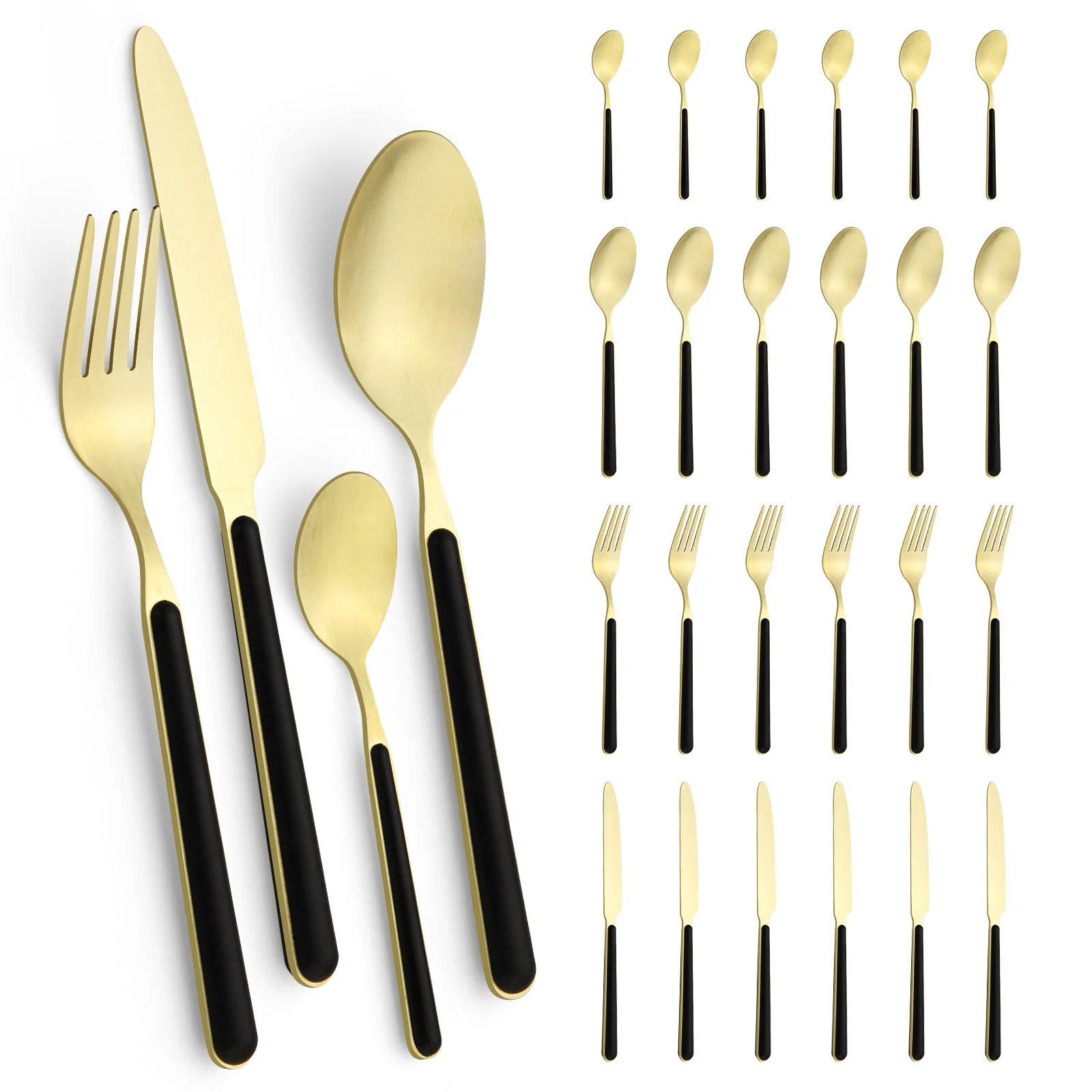 HOMELUX 24-teiliges Besteckset für 6 Personen, Edelstahl Tafelbesteck Schwarz-Gold, spülmaschinenfest, mit Geschenkbox - Image 10