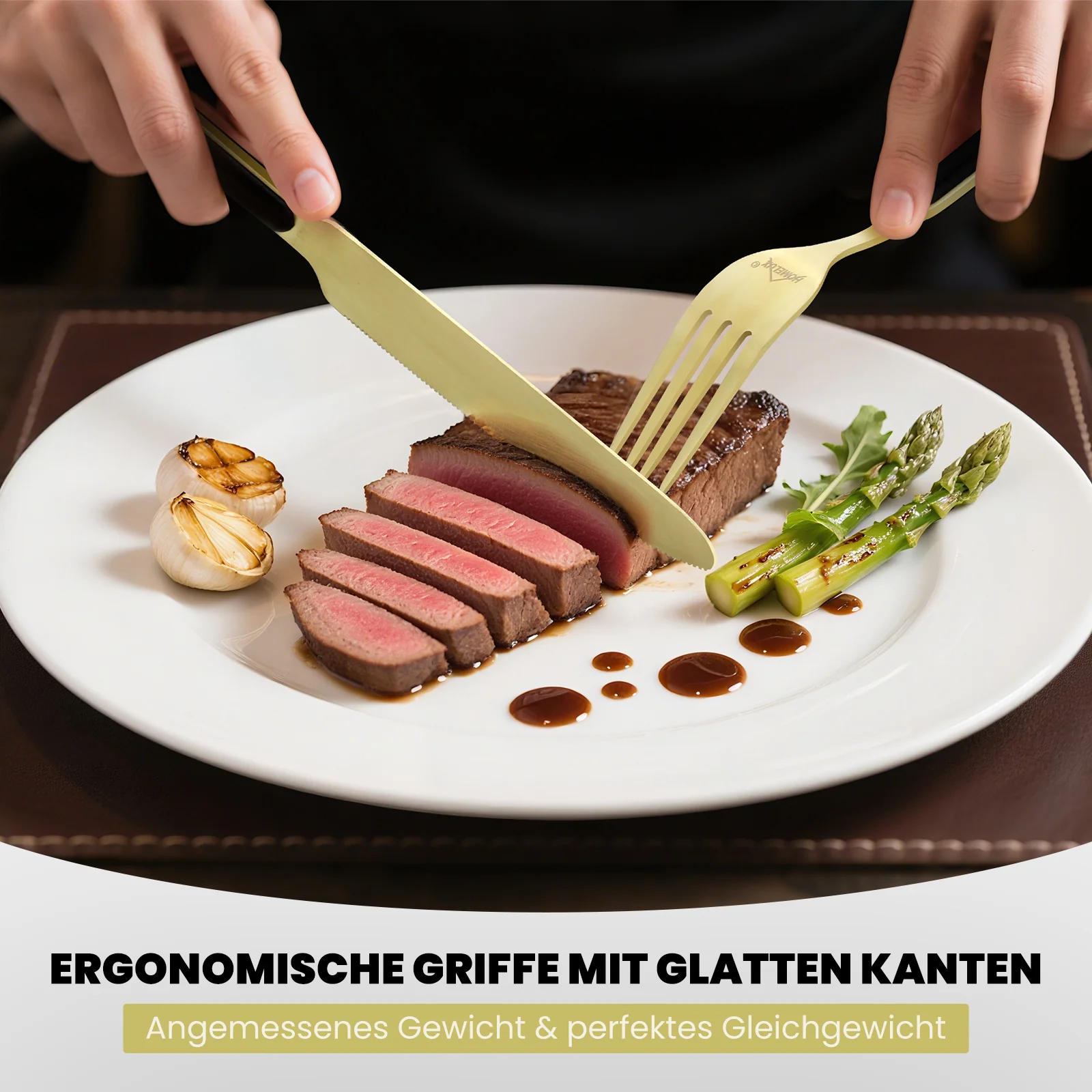 HOMELUX 24-teiliges Besteckset für 6 Personen, Edelstahl Tafelbesteck Schwarz-Gold, spülmaschinenfest, mit Geschenkbox - Image 7