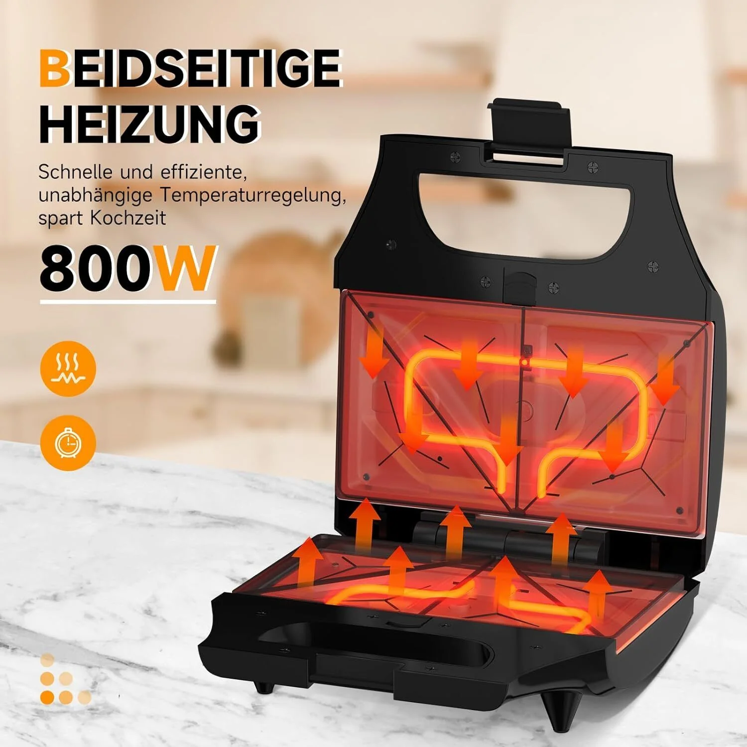 3-in-1 Sandwichtoaster & Waffeleisen von HOMELUX Kontaktgrill & Paninipresse, Antihaftbeschichtung, Leicht zu Reinigen - Image 13