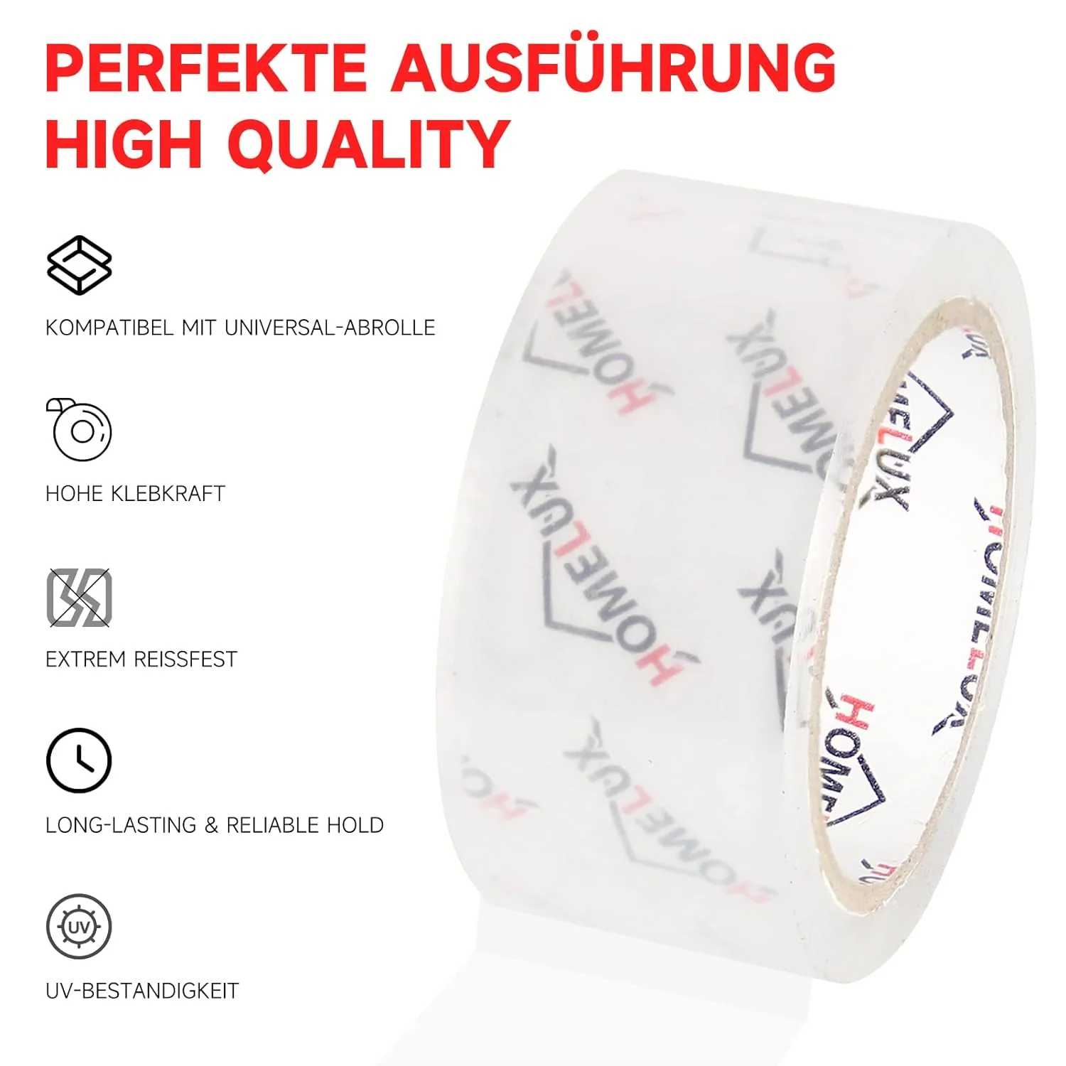 HOMELUX Transparentes Paketklebeband Geräuscharm, 66m lang, 50mm breit, ideal für Paketversand & Versandschachteln - Image 10