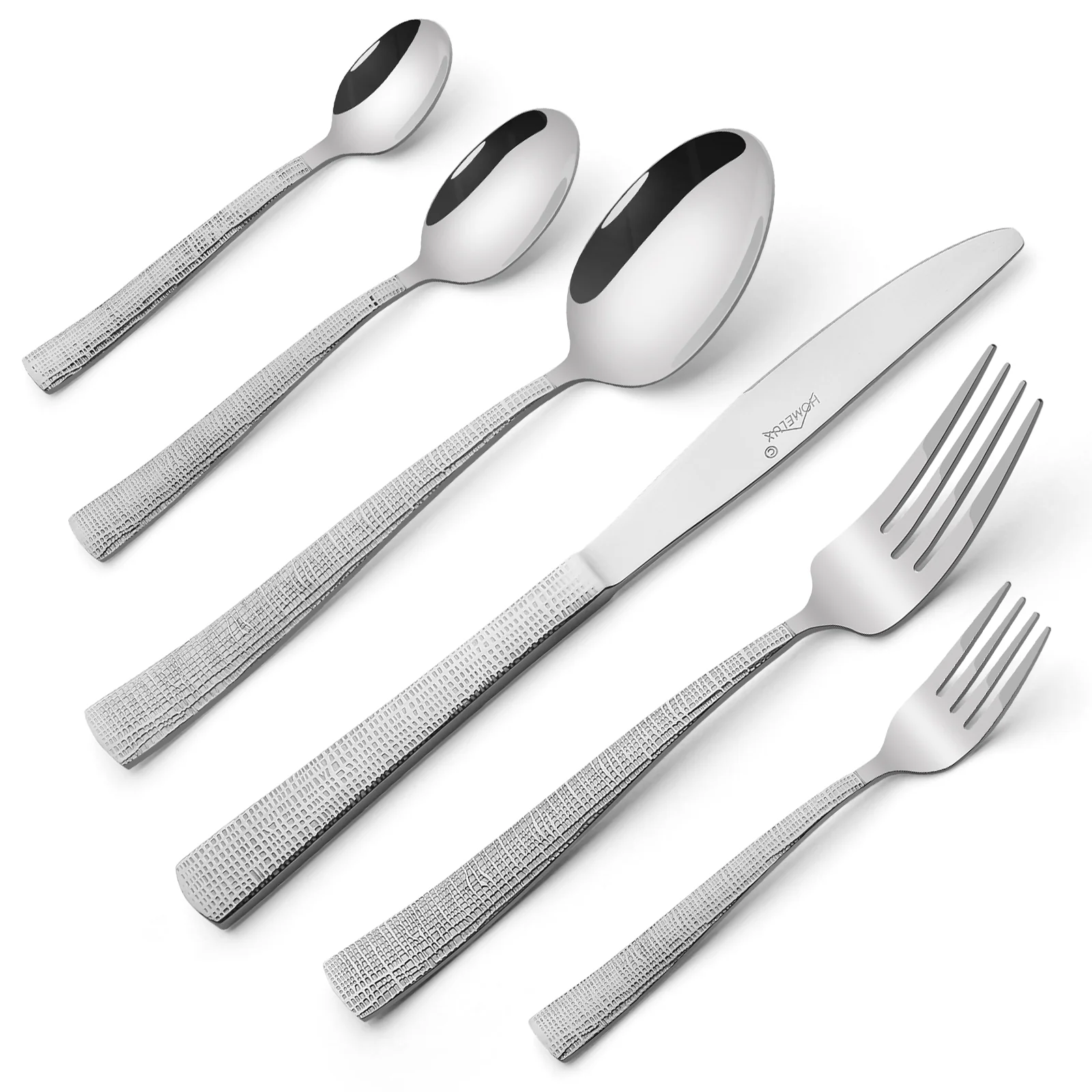 HOMELUX 72-teiliges Besteckset für 12 Personen aus Edelstahl, gehämmertes Design, hochglanzpoliert, spülmaschinenfest - Image 3