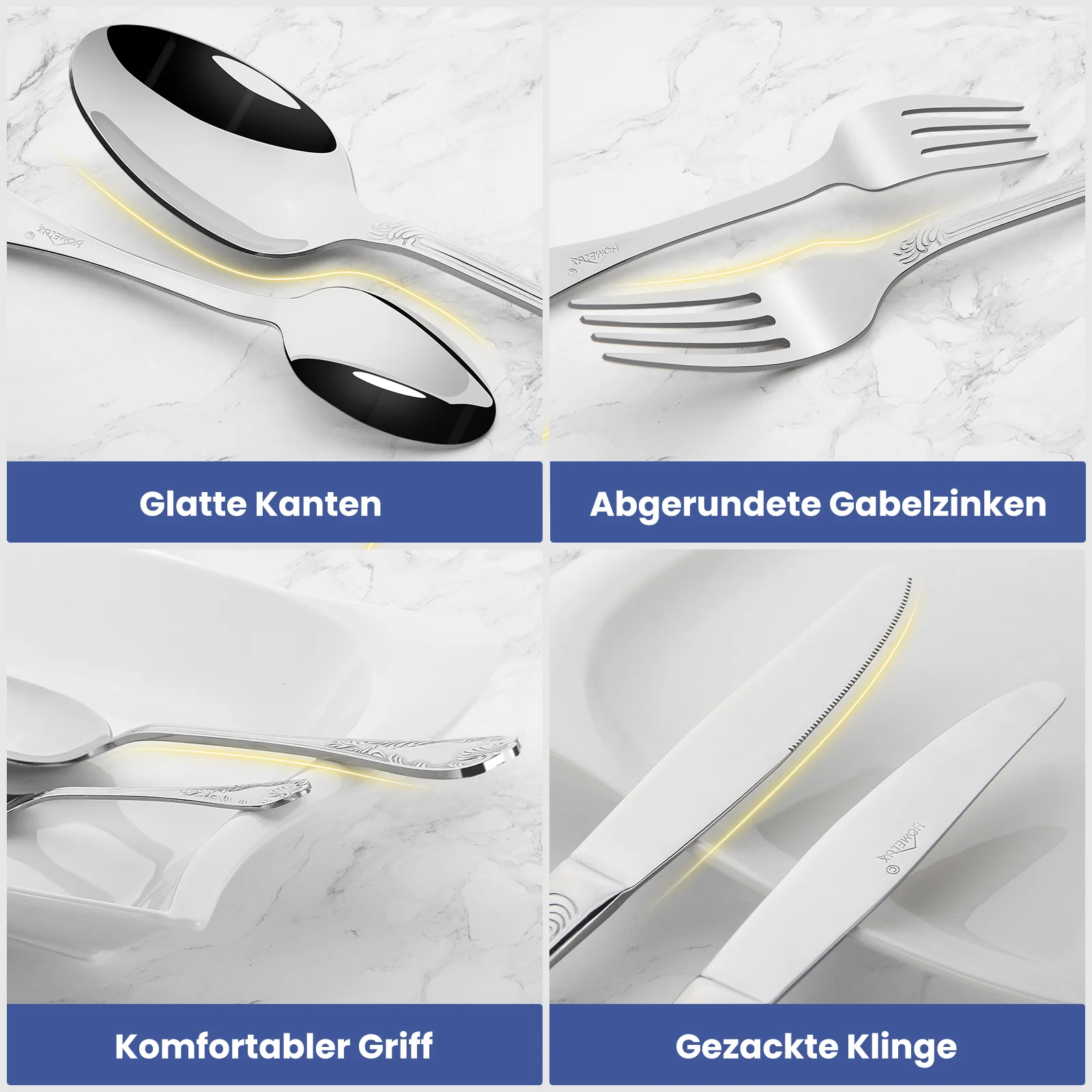 HOMELUX 72-teiliges Besteckset für 12 Personen aus Edelstahl, spülmaschinenfestes Tafelbesteck in edler Geschenkbox - Image 11