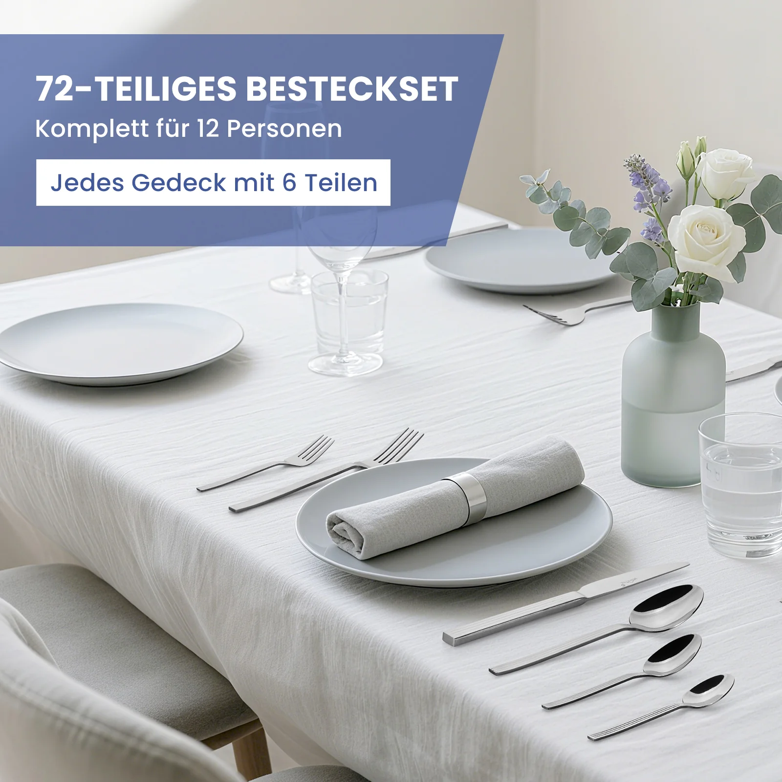 HOMELUX 72-teiliges Besteckset für 12 Personen Edelstahl rostfrei spülmaschinenfest hochglanzpoliert inklusive edler Besteckbox - Image 11