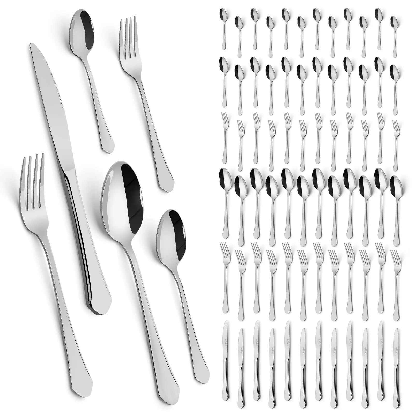 Homelux 72-teiliges Besteckset für 12 Personen, Edelstahl rostfrei, spülmaschinenfest, hochglanzpoliertes Tafelbesteck in Box - Image 3