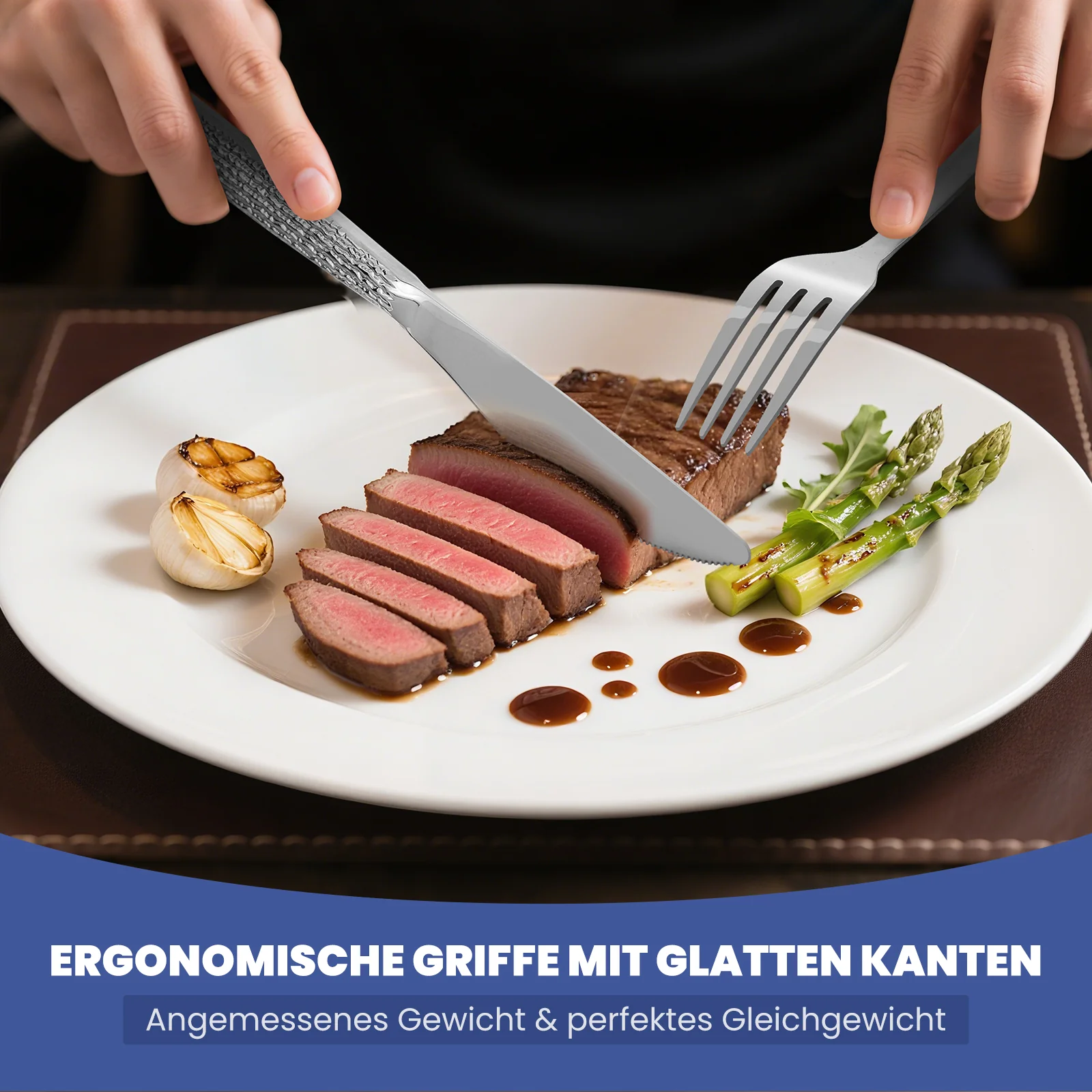 HOMELUX 72-teiliges Besteckset für 12 Personen, Edelstahl Tafelbesteck, Gehämmertes Design, Spülmaschinenfest - Image 10