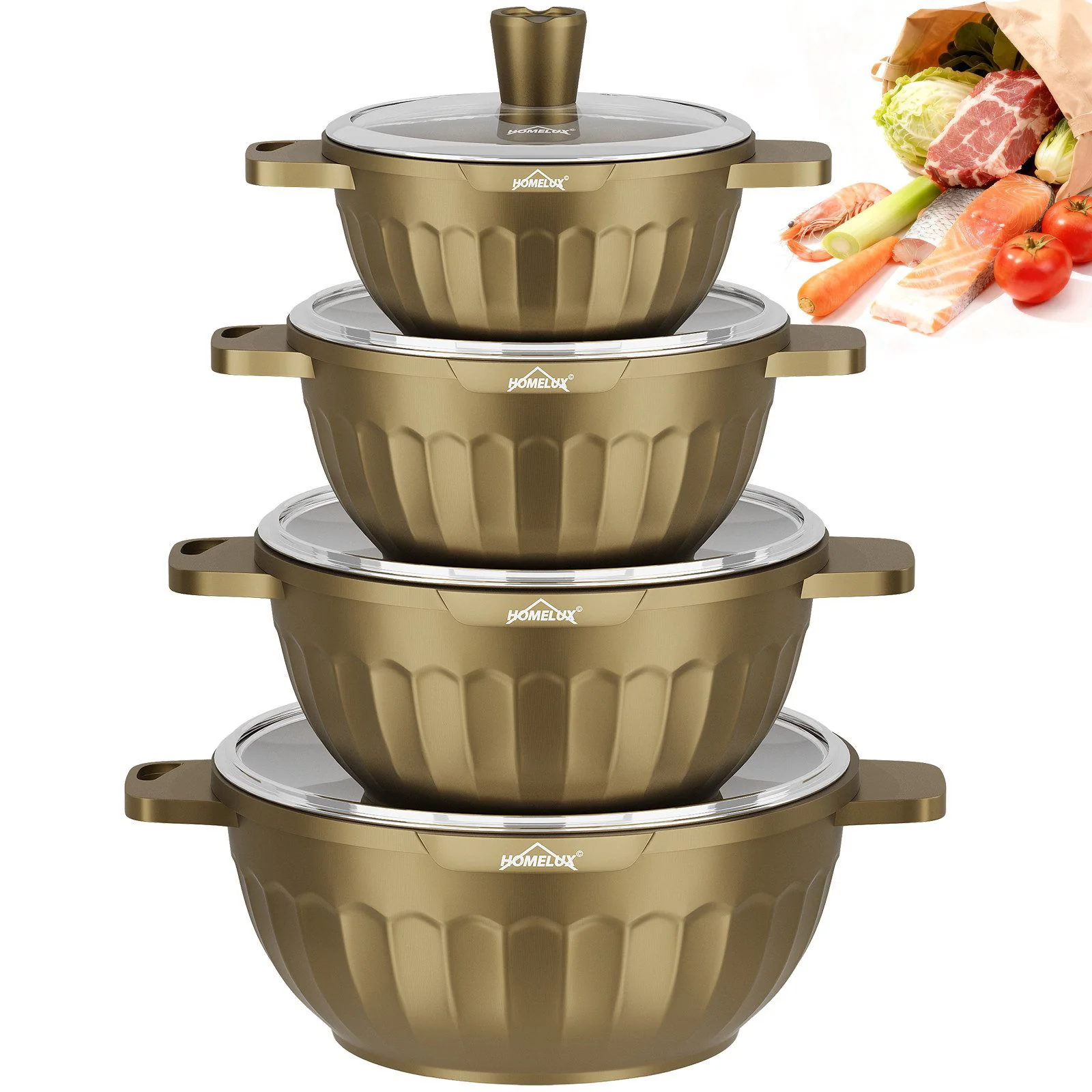 HOMELUX Topf-Set 8-tlg Kochtopf Set Induktions 20-32 cm, PFOA-fre Töpfe Set mit Deckel - Image 2
