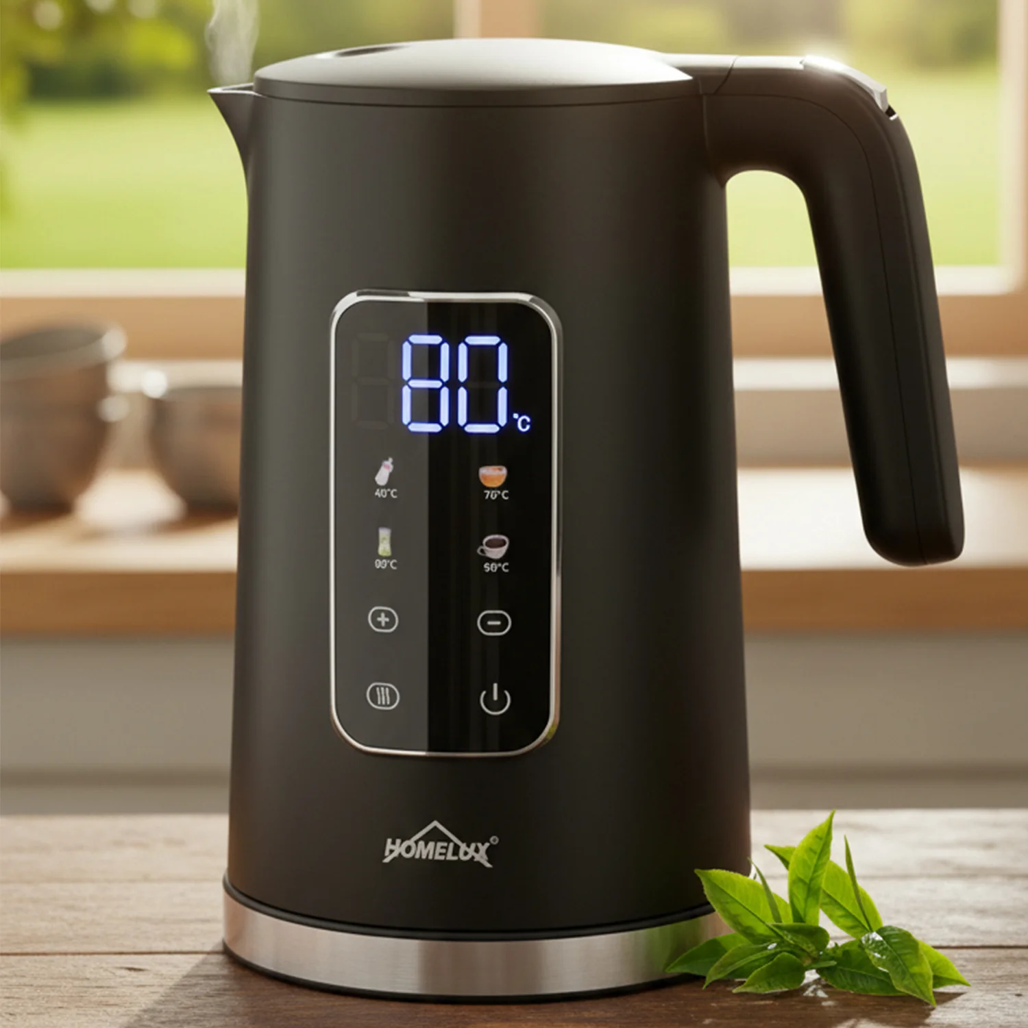 HOMELUX Digitaler Wasserkocher 1,7L mit Temperatureinstellung 40-100°C, 2200W, 100% Edelstahl Innen, Cool-Touch & Warmhaltefunktion - Image 2