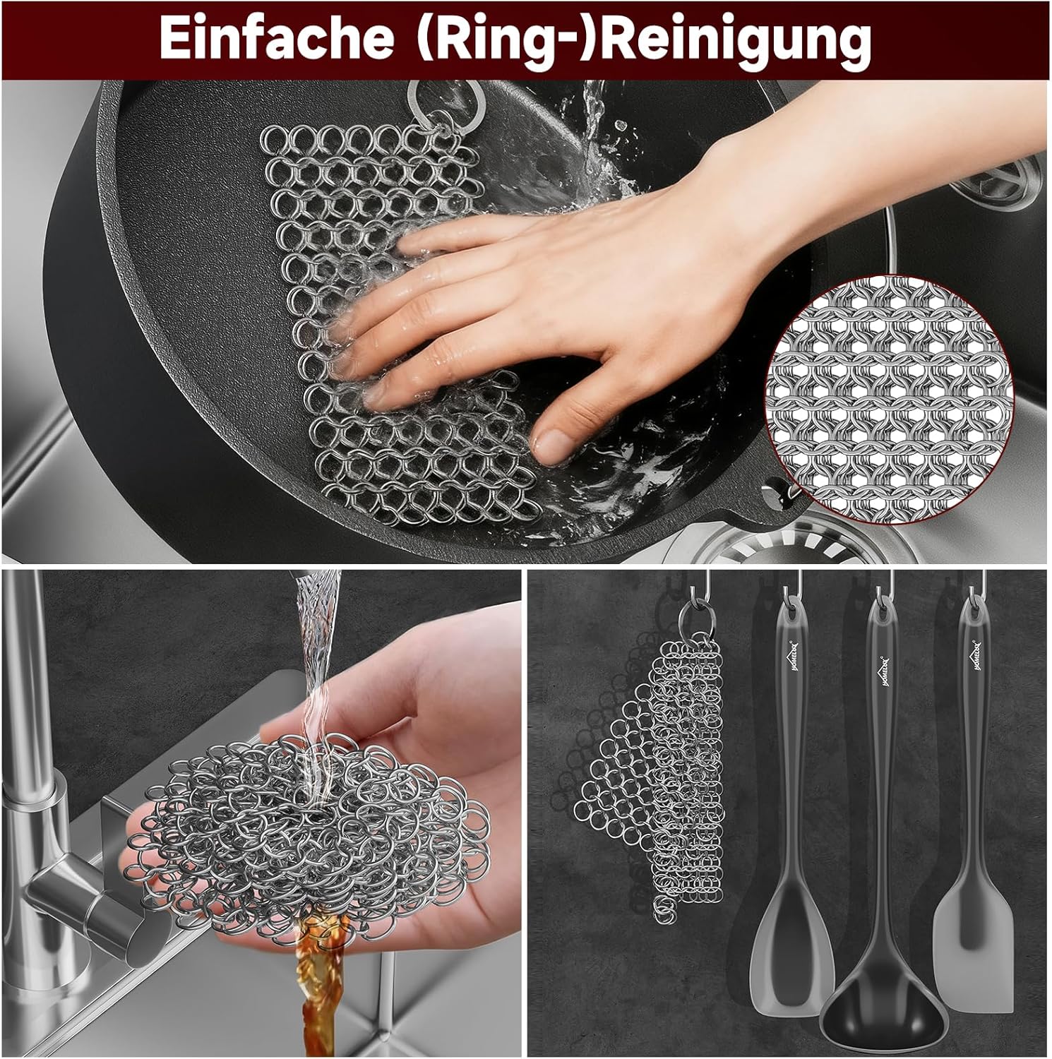 Topf-Set 10-tlg. Dutch Oven Set in Holzkiste Kochtopf Grillplatte Stieltopf Einsetzbar auf Gas Induktionsherden, offenen Flammen und Backöfen - Image 6