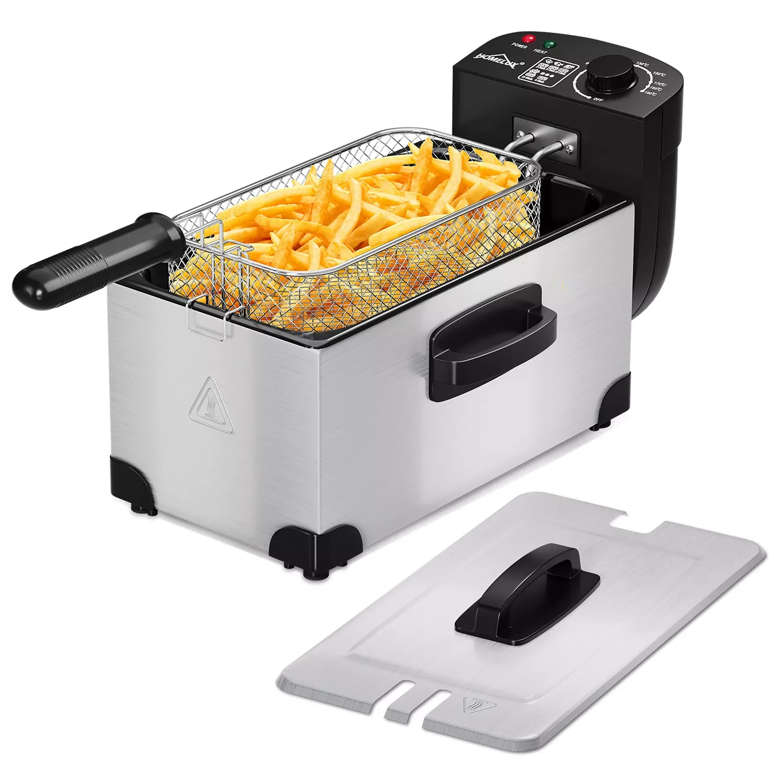 HOMELUX Friteuse 3 L 2000W fritteuse mit öl, Temperaturregler, Edelstah fritteuse mit Fett & Öl, Deep Fryer, Elektrische Fritteuse - Image 2