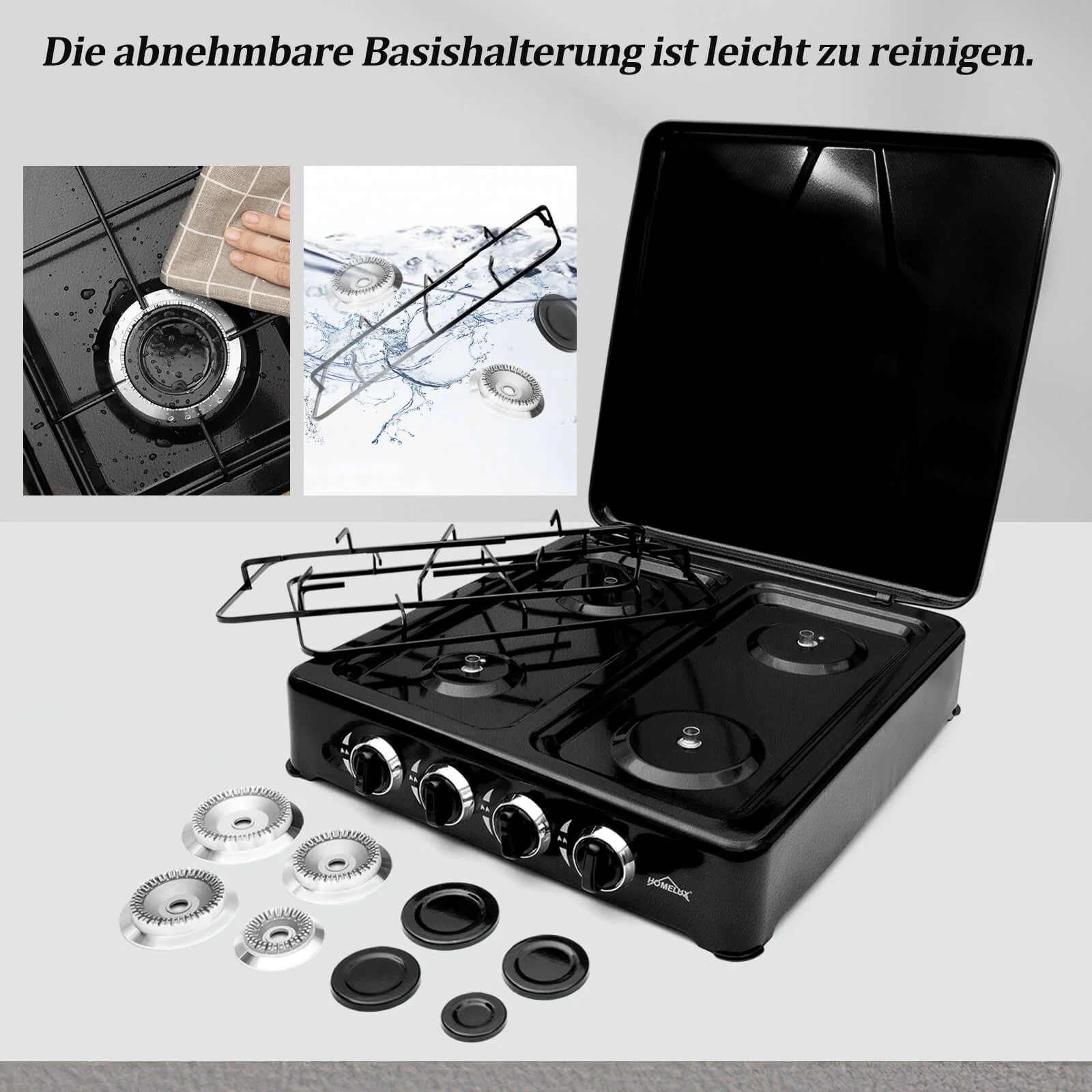 HOMELUX Gaskocher 4 flammig Campingkocher mit Deckel 6,2 kW Kocher Gas Herd Outdoor - Image 17