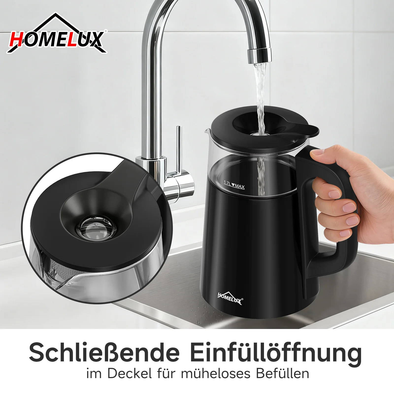 Wasserkocher Glas 2in1 Teekocher Edelstahl 2200W Teebereiter mit 4 Temperatureinstellungen 1,7L mit Warmhaltefunktion, Teetrichter - Image 8