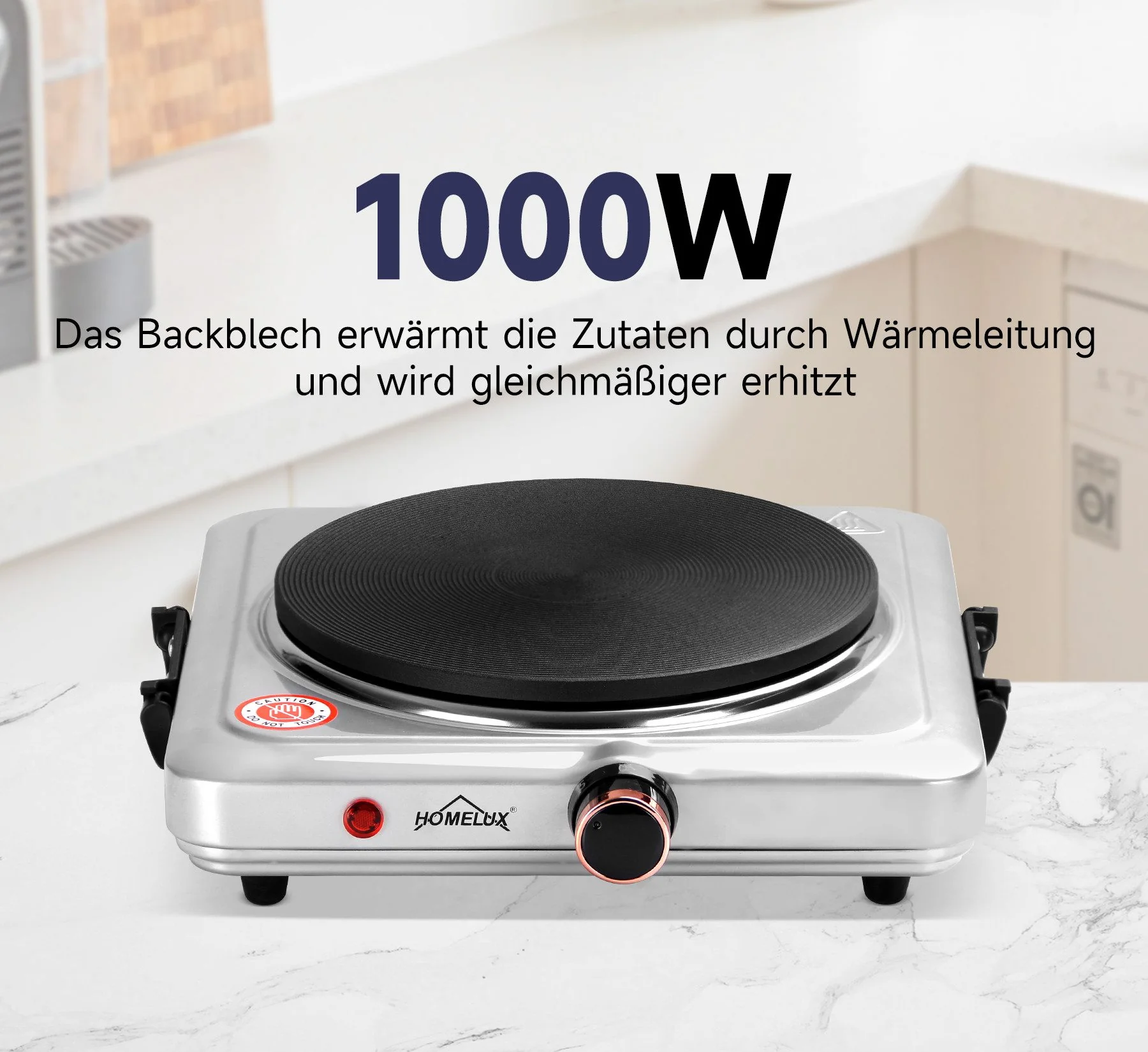 HOMELUX Kochplatte Einzelkochplatte Kochplatte 1000/1500W Herdplatte, Einzeln Regelbare 5 Heizstufen - Image 10