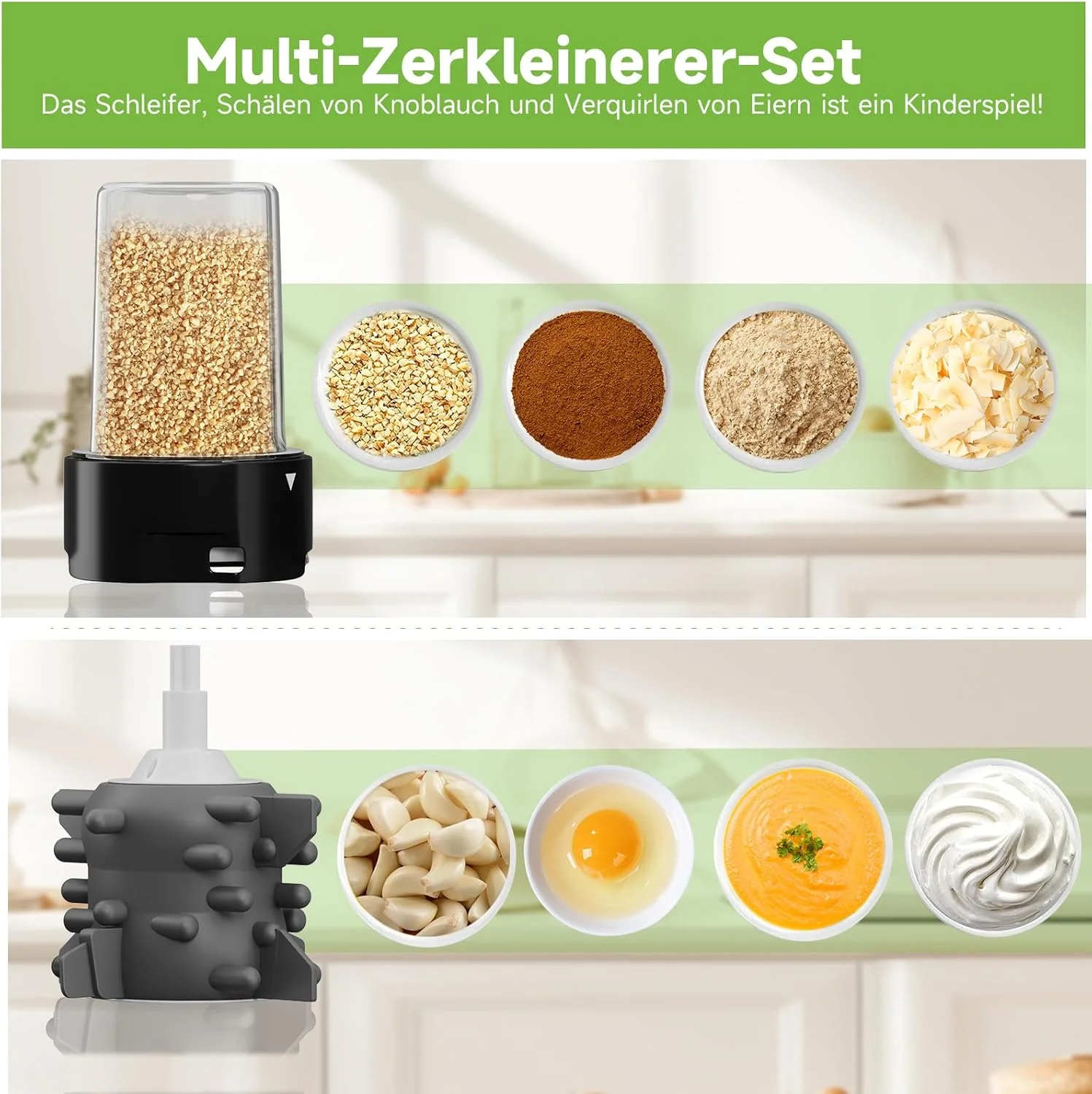 HOMELUX 4-in-1 Küchenallrounder: Zerkleinern, Mixen & Mahlen mit robustem 2L Glasbehälter und 600ml Saftbecher - Image 4