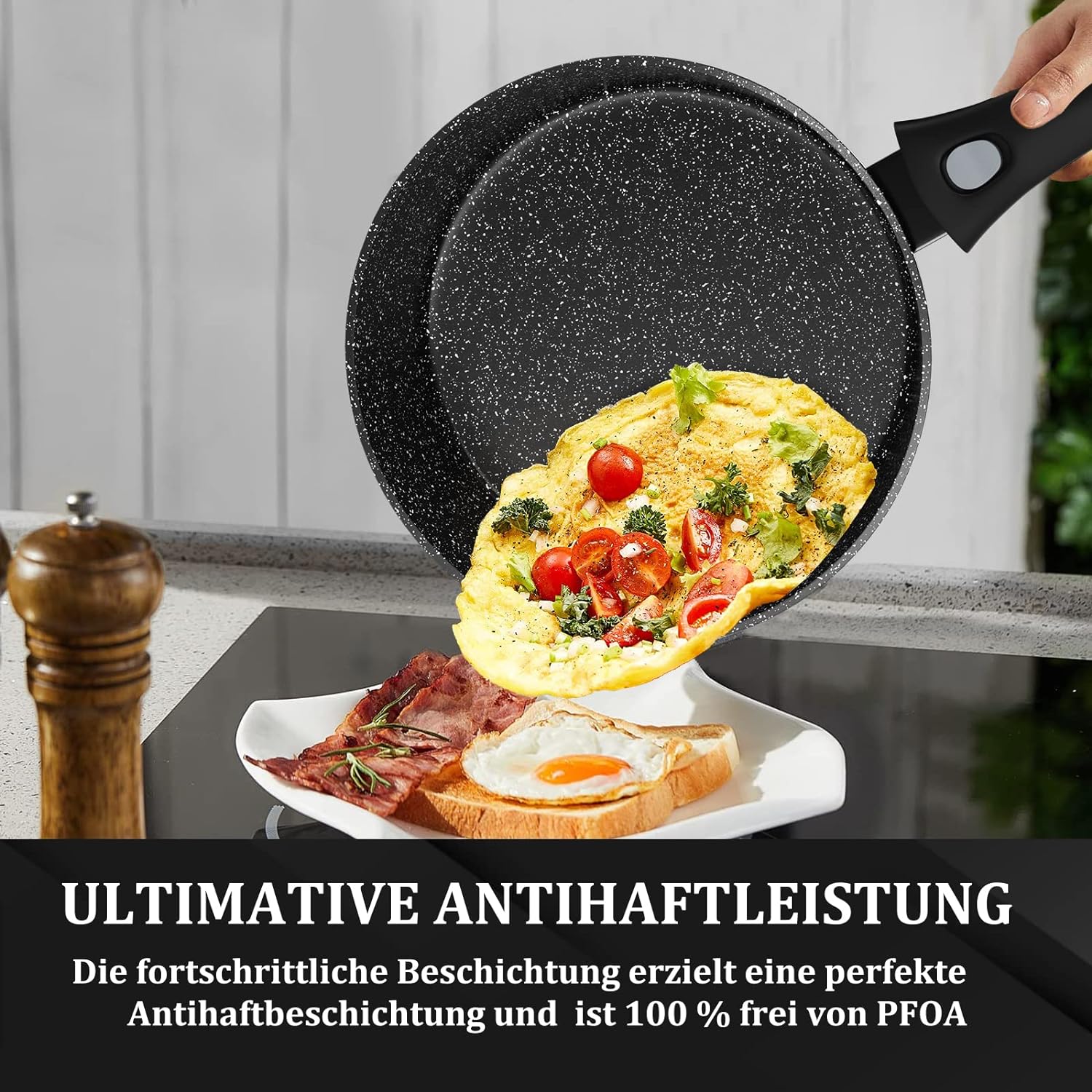 Pfanne Induktion 24cm Hoher Rand Bratpfanne mit Deckel Antihaft Abhnehmbar - Image 2