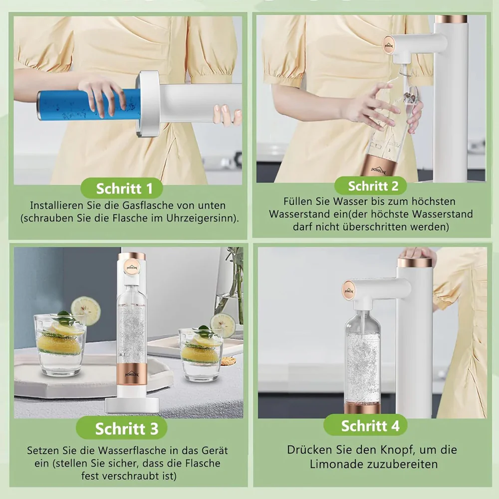 HOMELUX Wassersprudler, Sprudelwasser Maschine Mit 1L PET-Flaschen 316 Edelstahl Flasche Soda Maker - Image 6
