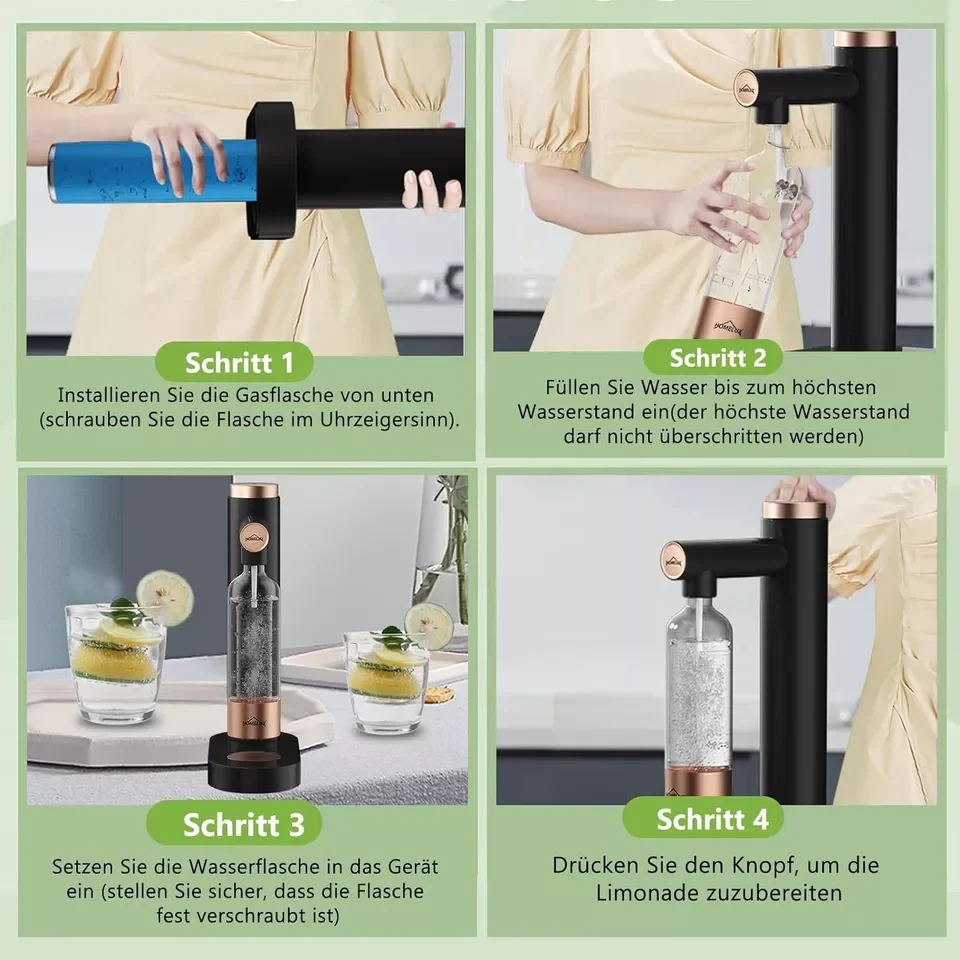 HOMELUX Wassersprudler, Sprudelwasser Maschine Mit 1L PET-Flaschen 316 Edelstahl Flasche Soda Maker - Image 15