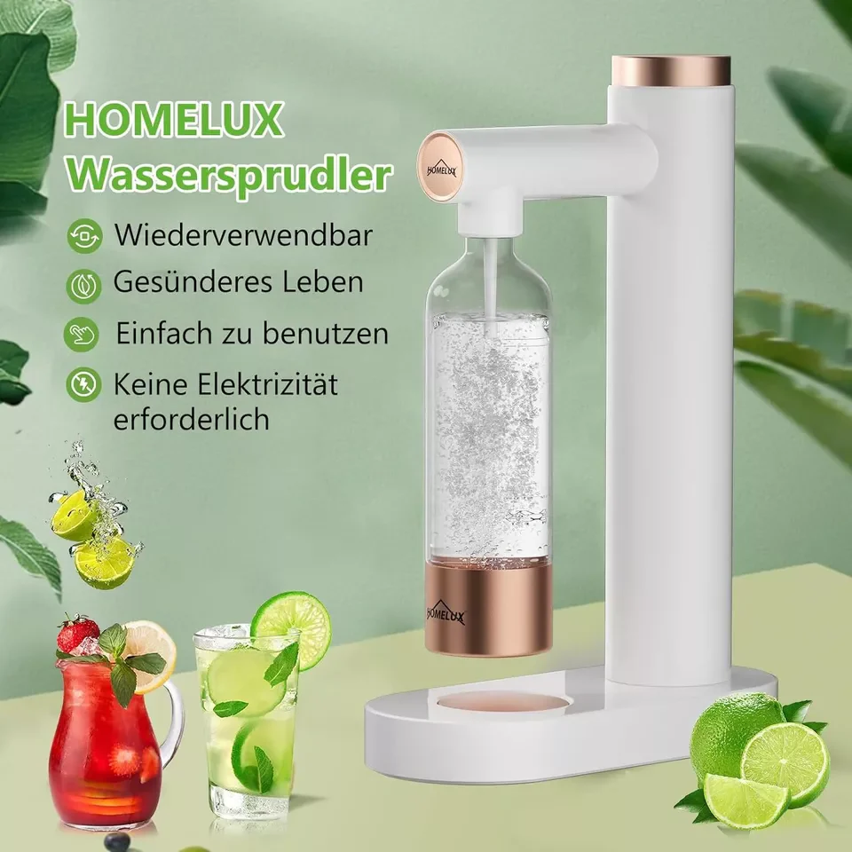 HOMELUX Wassersprudler, Sprudelwasser Maschine Mit 1L PET-Flaschen 316 Edelstahl Flasche Soda Maker - Image 8