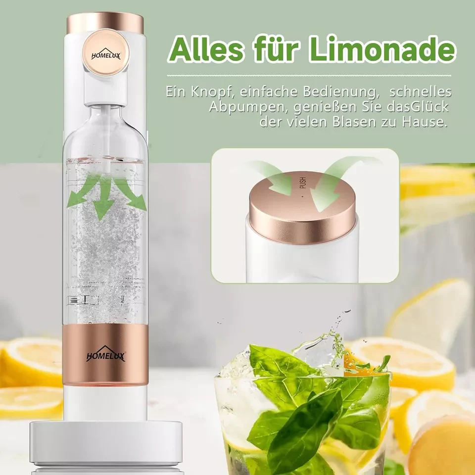 HOMELUX Wassersprudler, Sprudelwasser Maschine Mit 1L PET-Flaschen 316 Edelstahl Flasche Soda Maker - Image 10