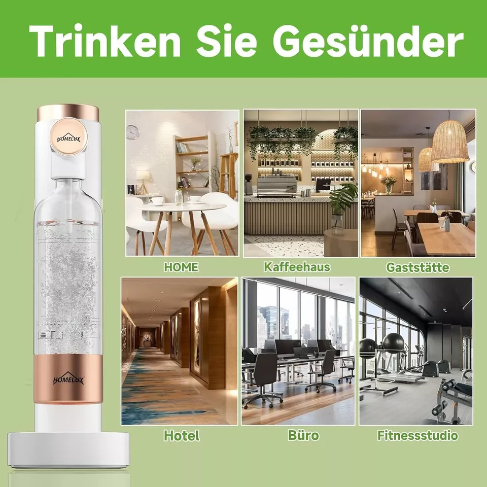 HOMELUX Wassersprudler, Sprudelwasser Maschine Mit 1L PET-Flaschen 316 Edelstahl Flasche Soda Maker - Image 11