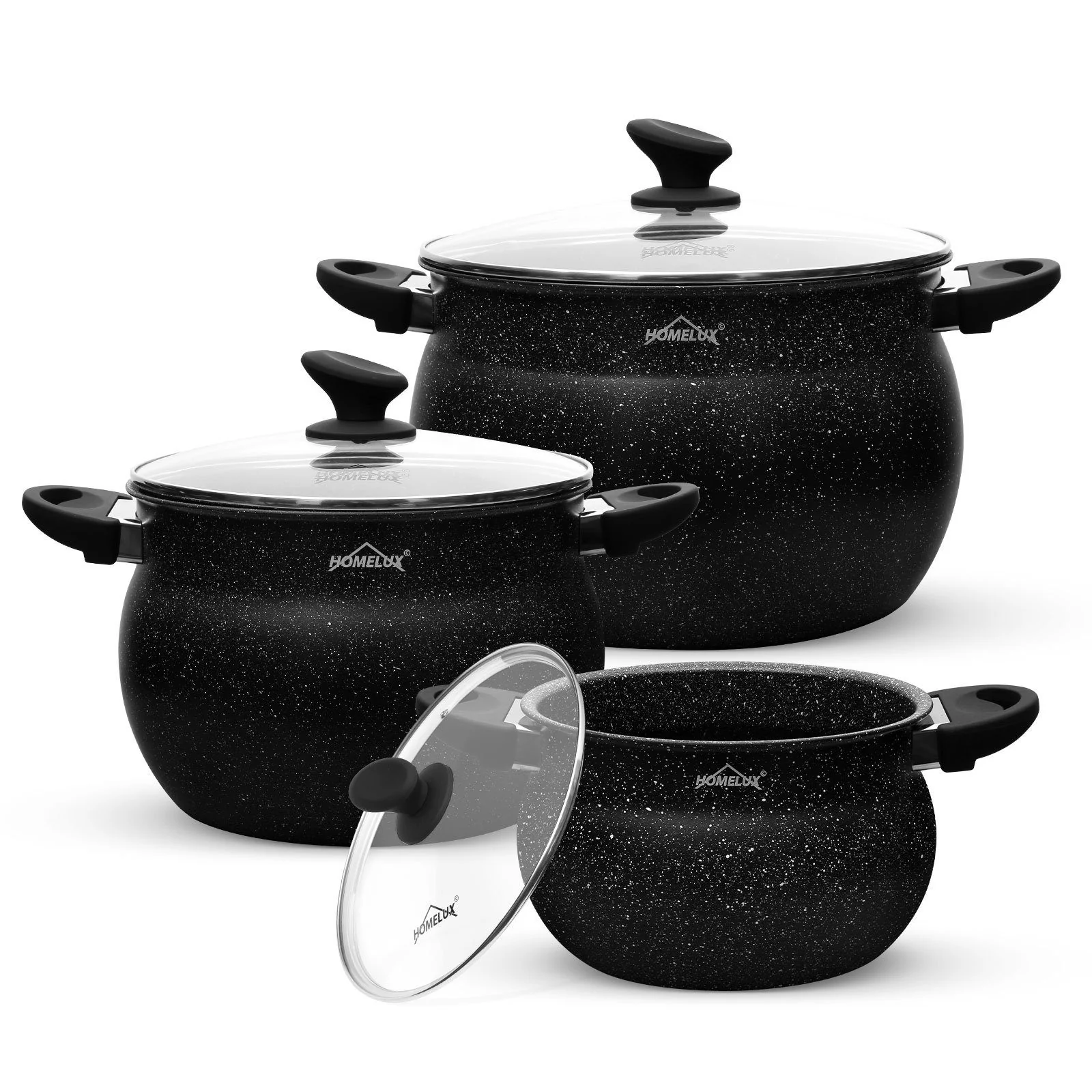 Homelux Kochtöpfe Set, Induktion, Antihaft, Spülmaschine, Glasdeckel, 20cm/4L, 24cm/8L, 28cm/12.5L - Image 12