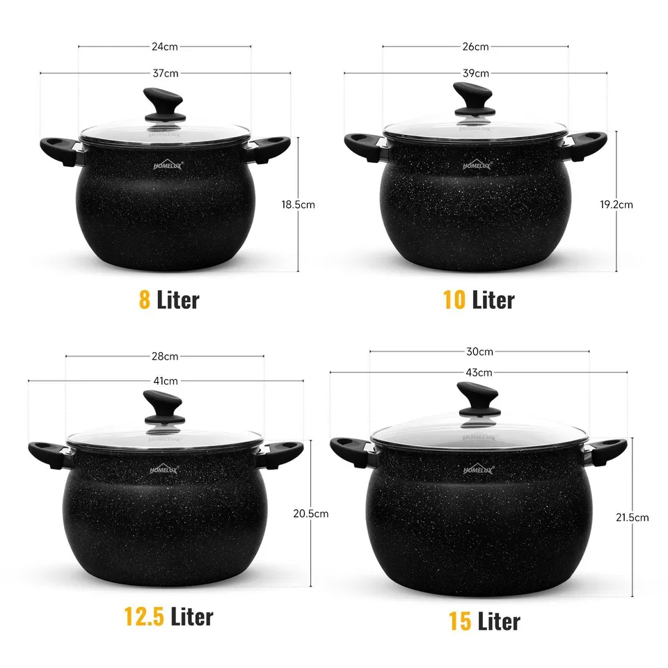 Homelux Kochtöpfe Set, Induktion, Antihaft, Spülmaschine, Glasdeckel, 20cm/4L, 24cm/8L, 28cm/12.5L - Image 14