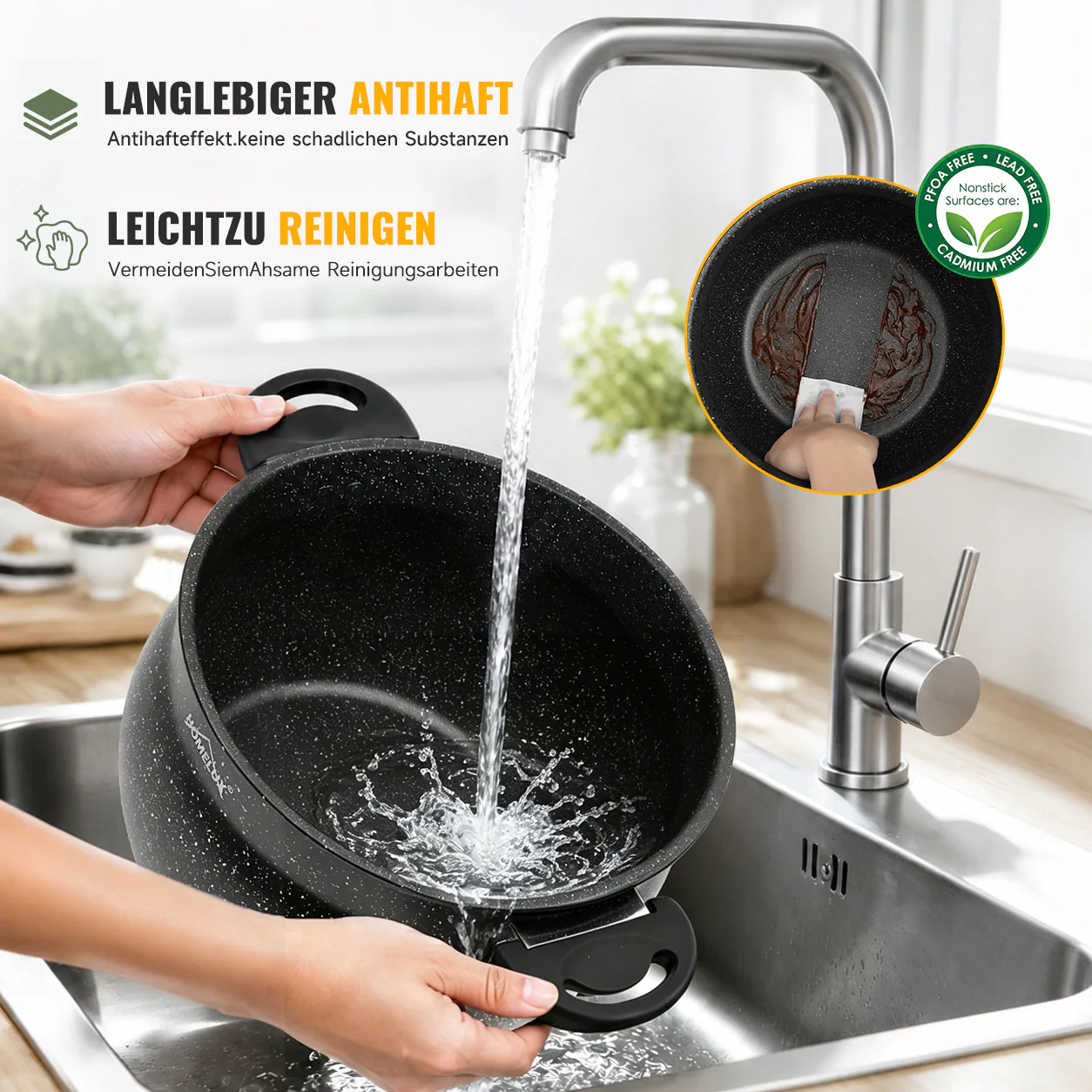 Homelux Kochtöpfe Set, Induktion, Antihaft, Spülmaschine, Glasdeckel, 20cm/4L, 24cm/8L, 28cm/12.5L - Image 3