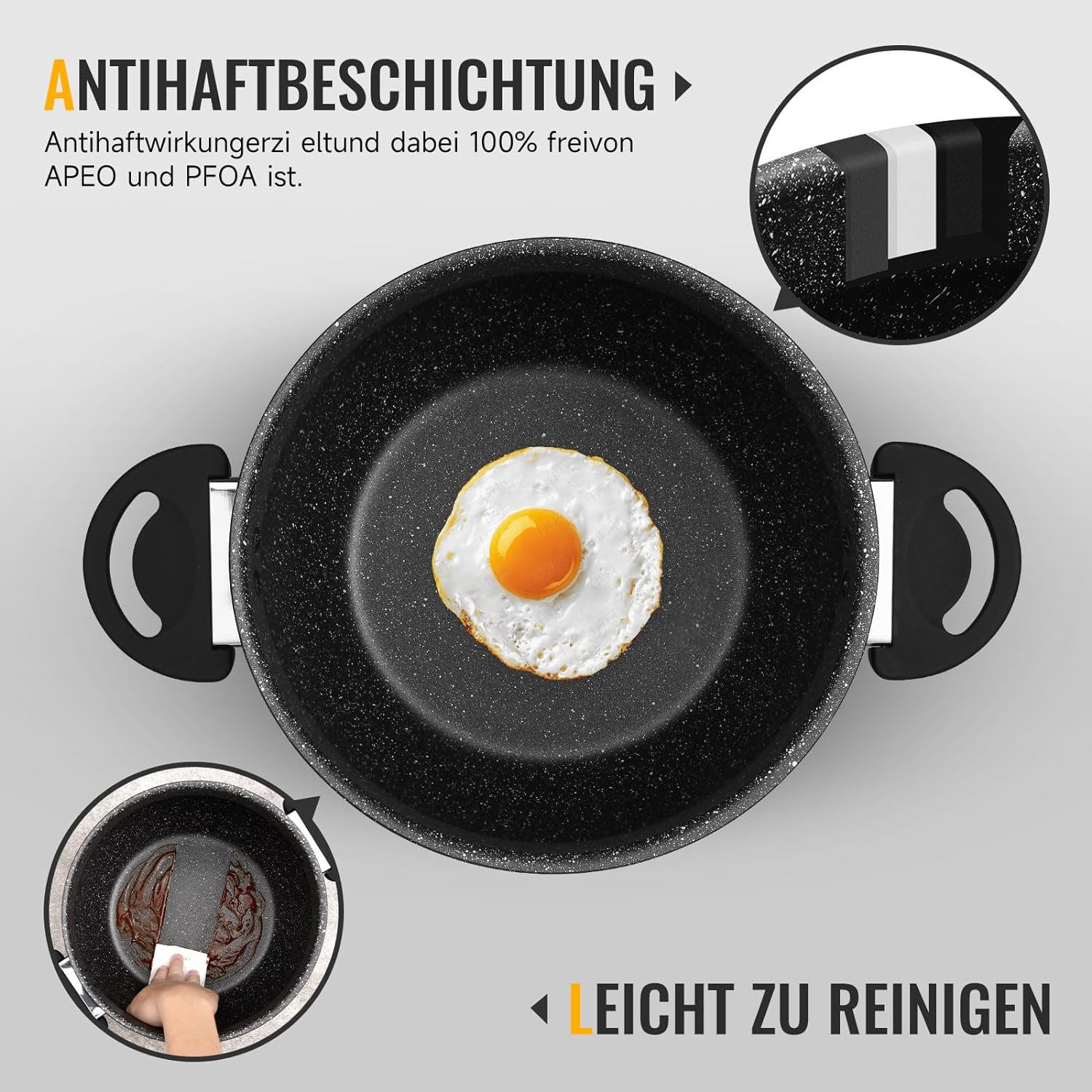 Homelux Kochtöpfe Set, Induktion, Antihaft, Spülmaschine, Glasdeckel, 20cm/4L, 24cm/8L, 28cm/12.5L - Image 7