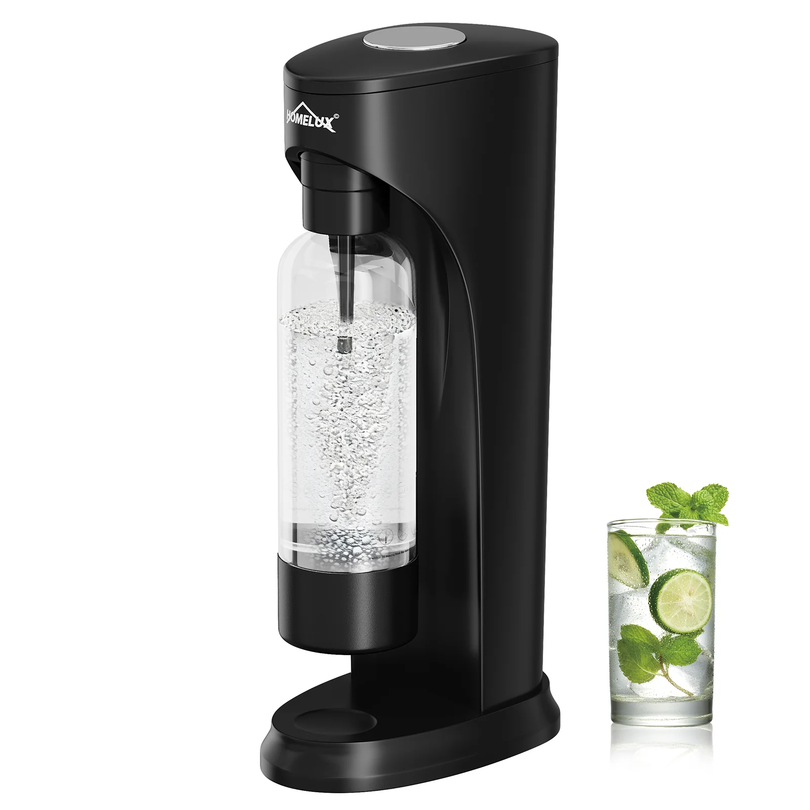 HOMELUX Wassersprudler Set inkl. BPA-freier PET-Flasche, kabelloser Trinkwassersprudler für 60L CO2-Zylinder, Schwarz - Image 2