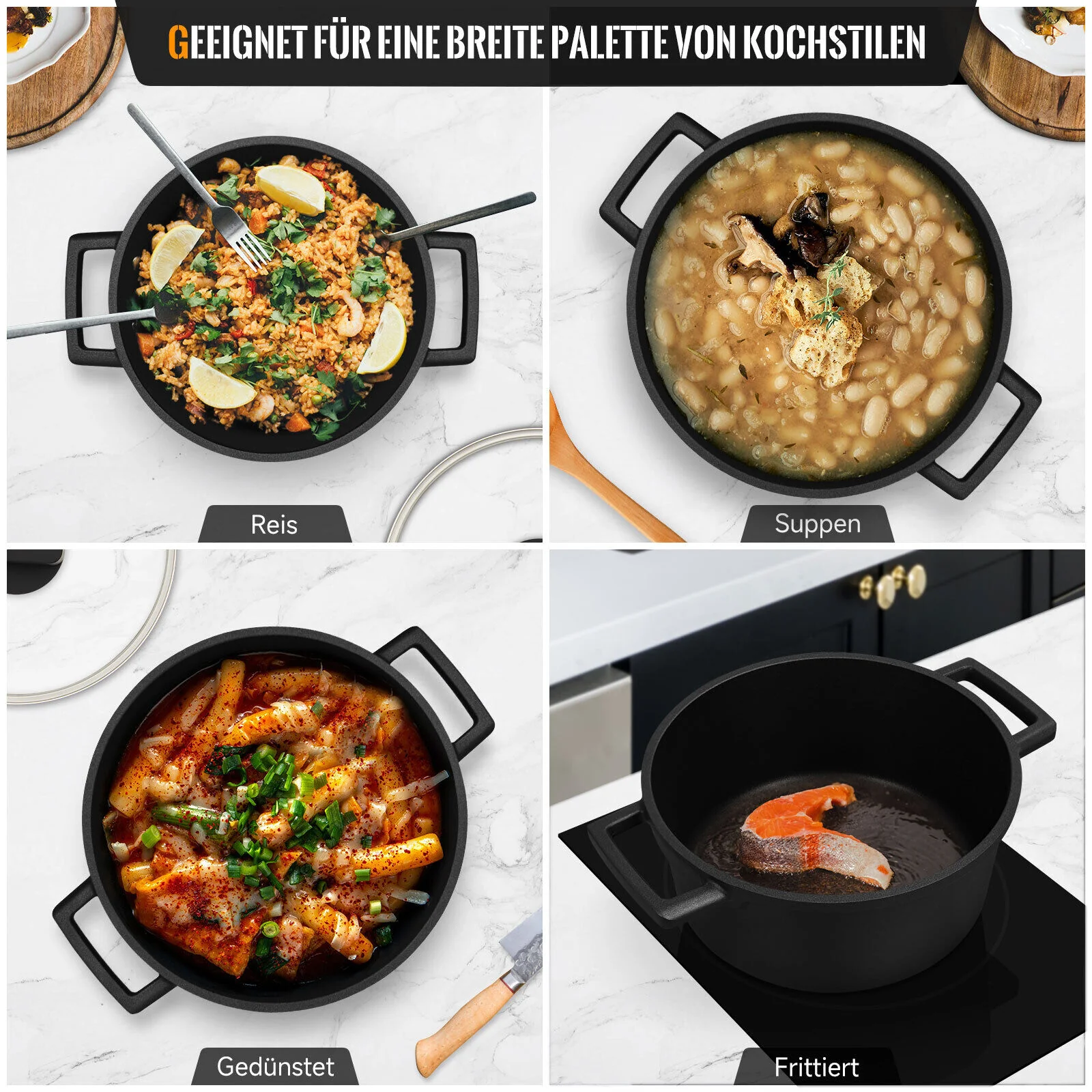 Induktions Topfset 20&24&28cm Kochtopf Antihaftbeschichtung für alle Herdarten - Image 6