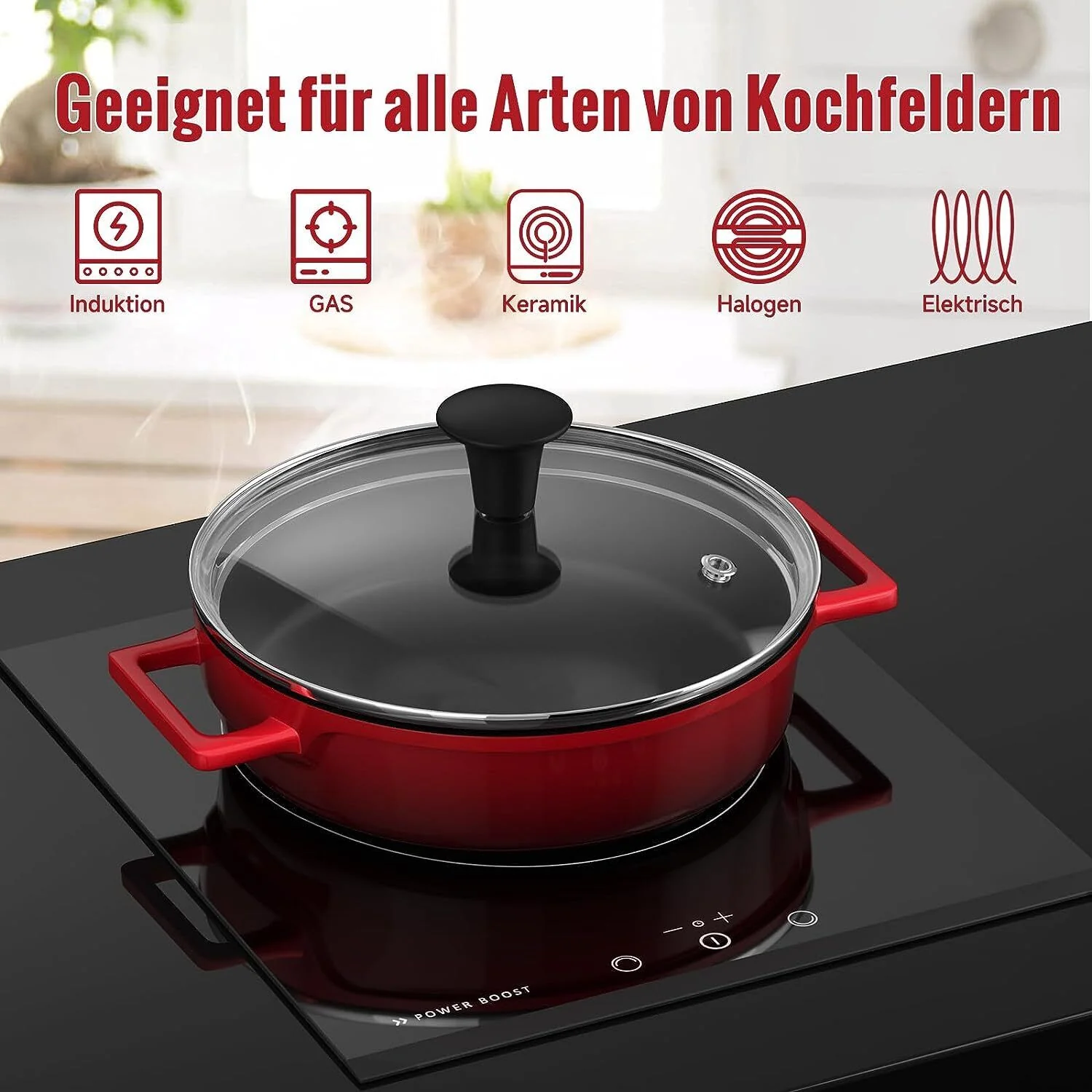 Kochtopf Klein 16 cm Topf Induktion mit Glasdeckel, 800ML Antihaftbeschichteter - Image 2