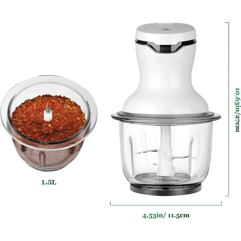 Scheffler Electric Multi Chopper Kitchen Electric with 1.5 L Glass Container, 300 W, 4 Stainless Steel Mes, 2 Speeds, Universal Chopper Food Chopper - Image 2